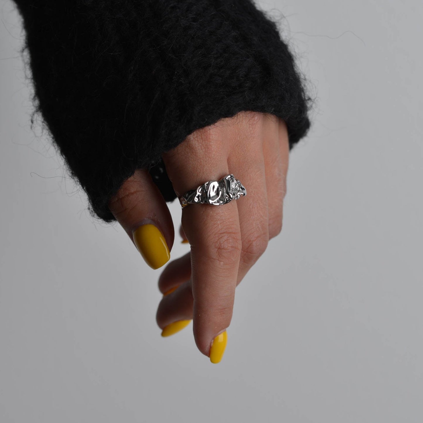 Silver and gold Liquid Metal Motel Rings