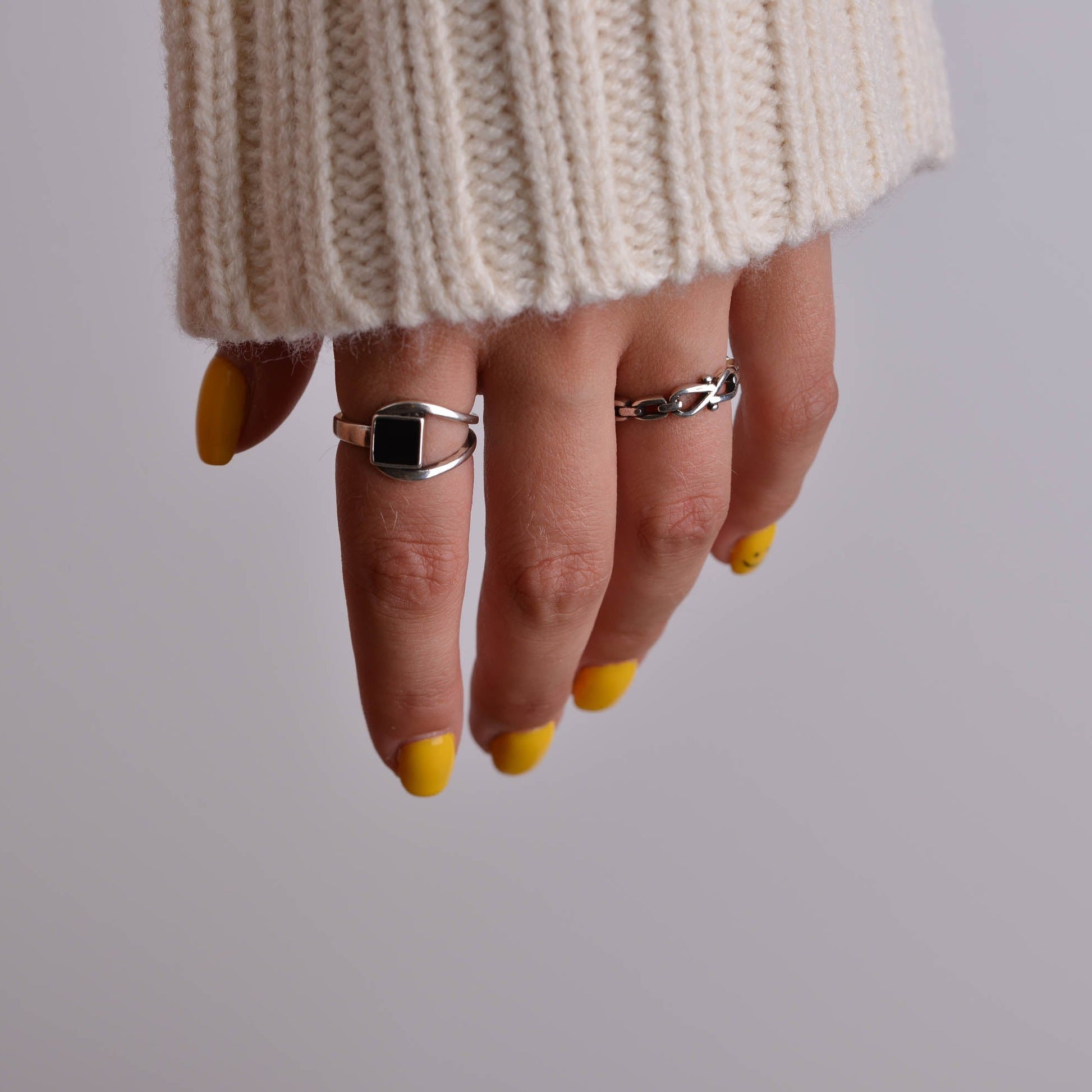 Black Onyx Stone Sterling Silver Ring Set