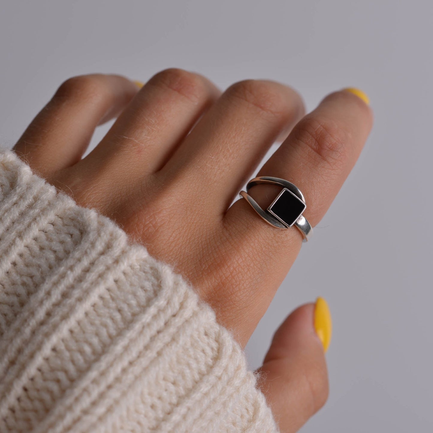 Black Onyx Stone Sterling Silver Ring Set