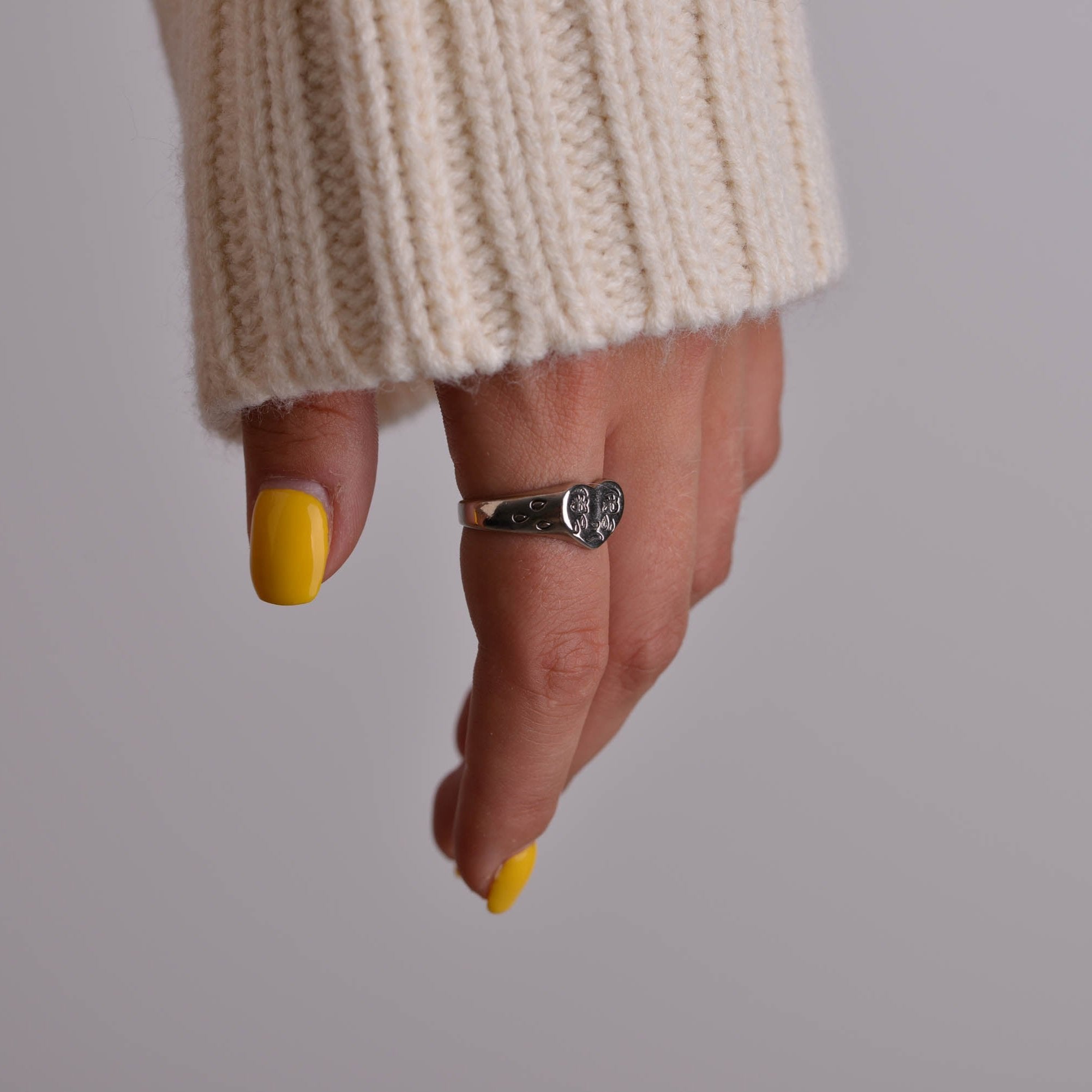 Crying Smiley Ring Silver Smile Ring Cute Gift for Her Heart