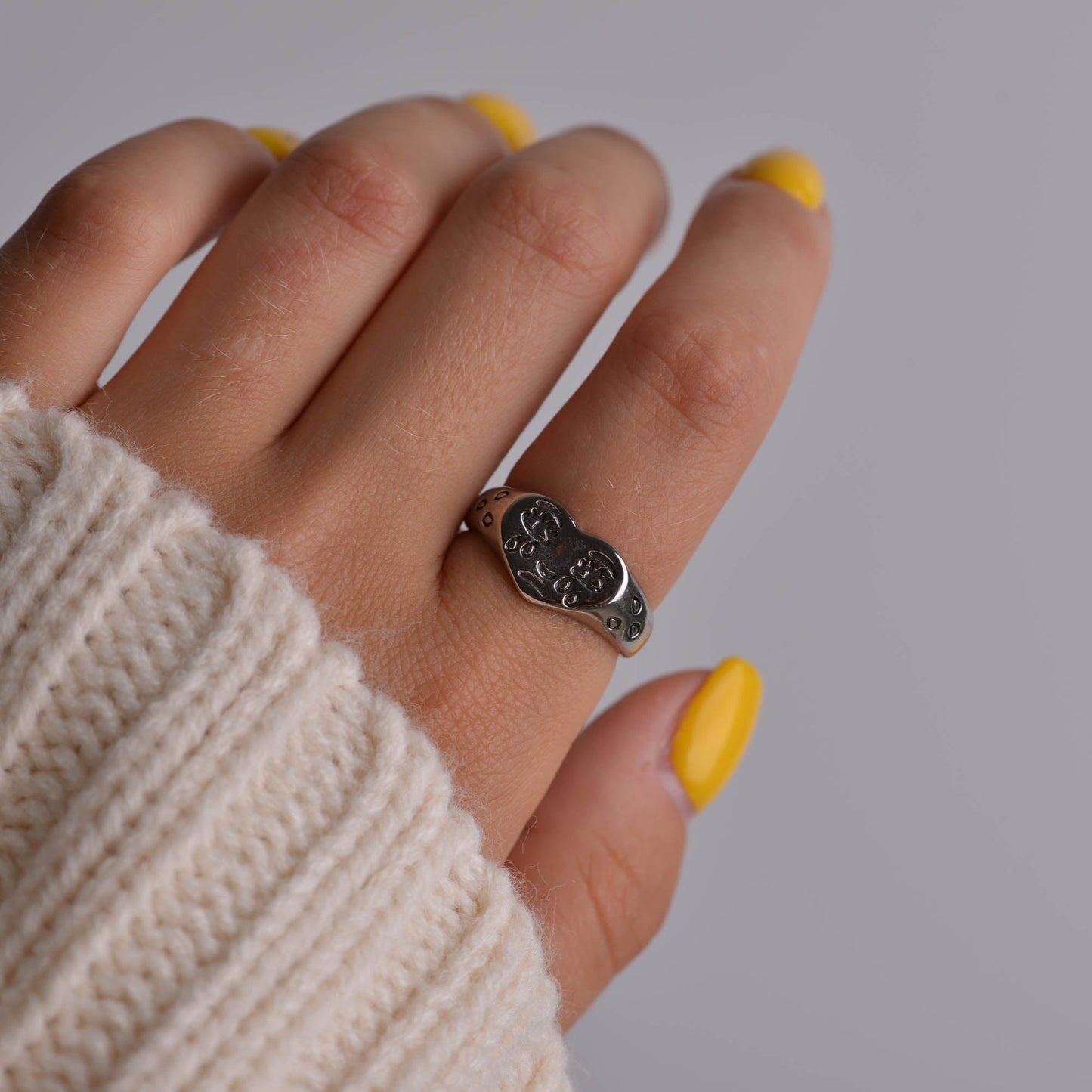 Sad Crying Face Silver ring