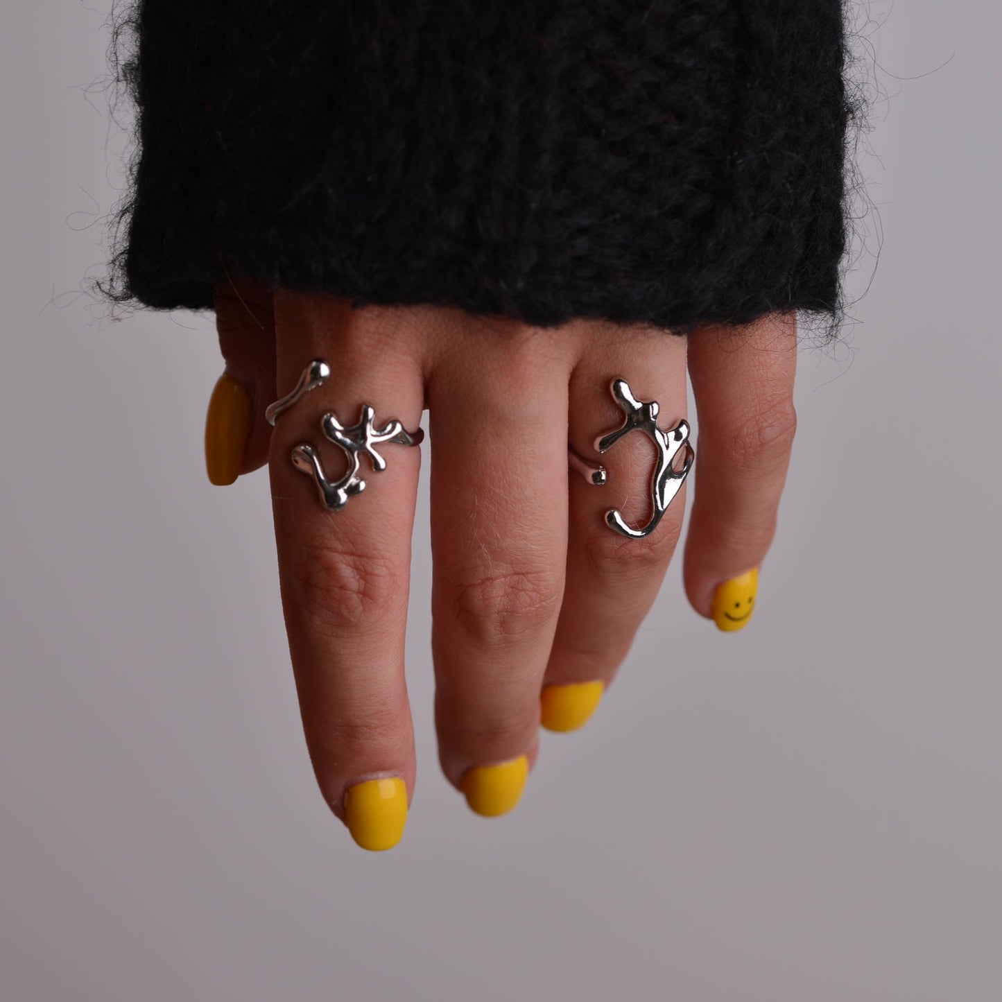 Irregular Liquid Metal Silver Rings