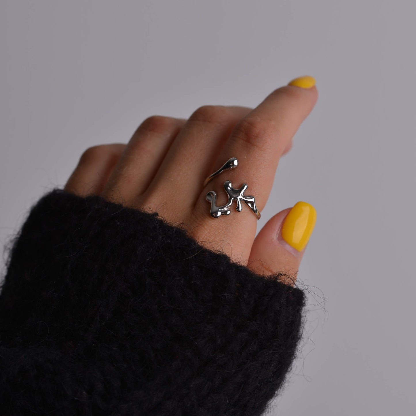 Irregular Liquid Metal Silver Rings