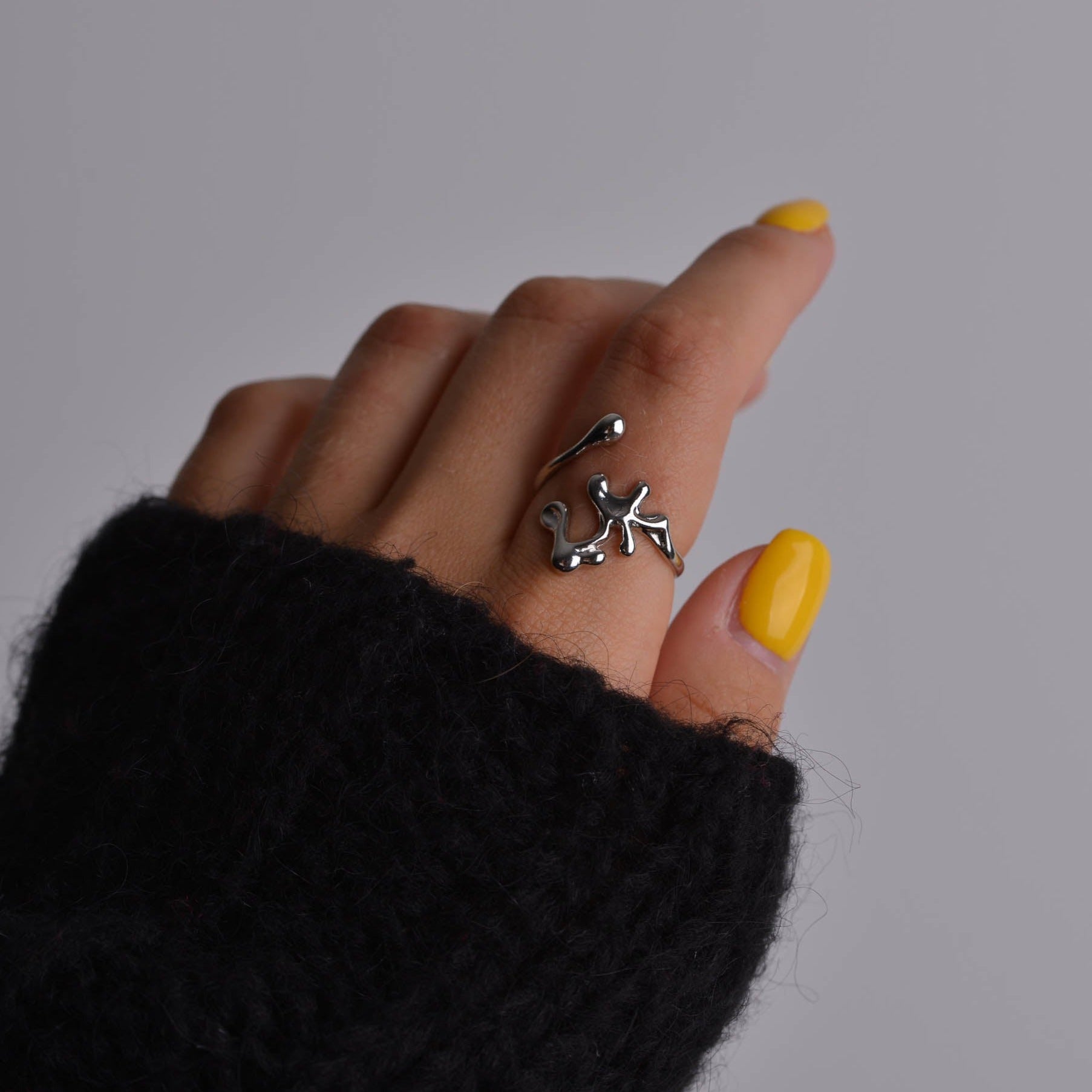 Irregular Liquid Metal Silver Rings