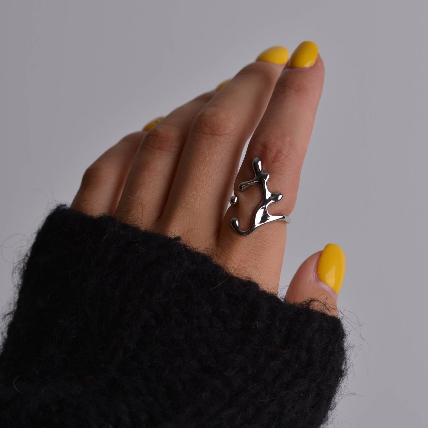 Irregular Liquid Metal Silver Rings