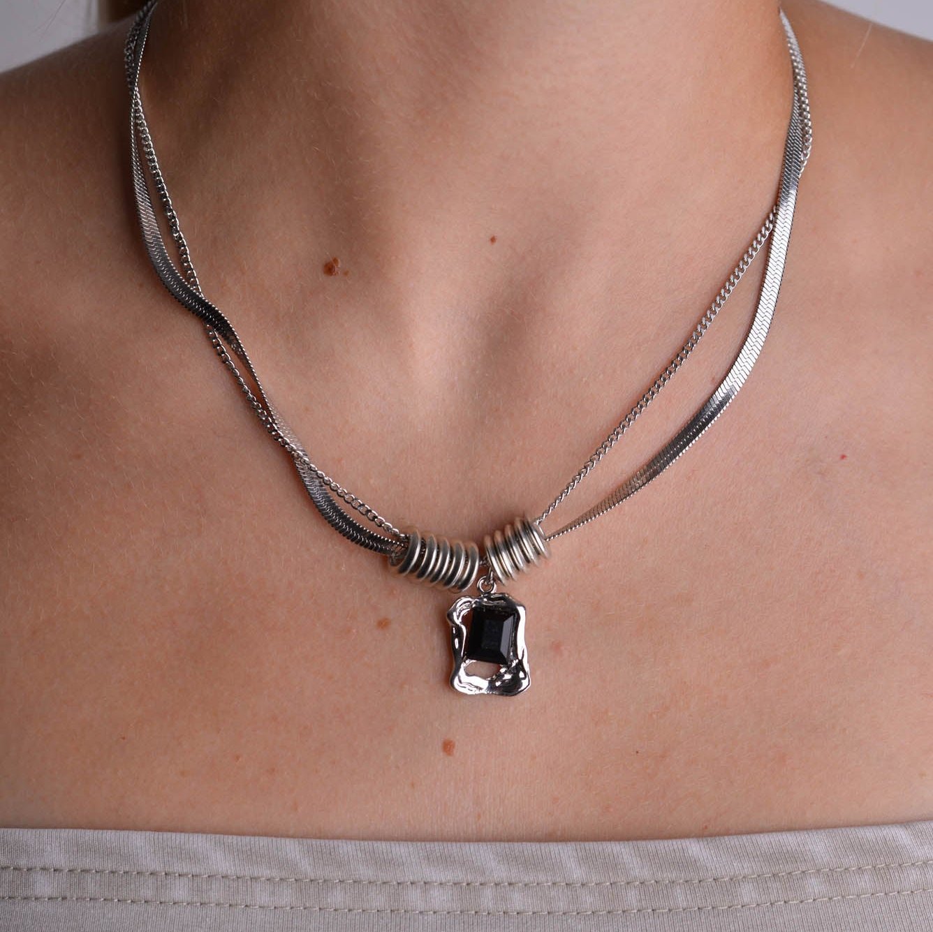 Onyx Silver Necklace