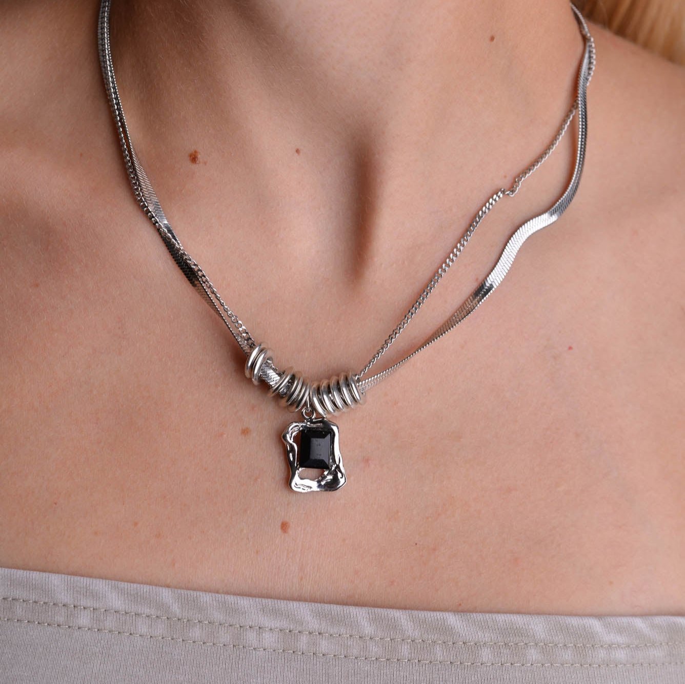 Onyx Silver Necklace