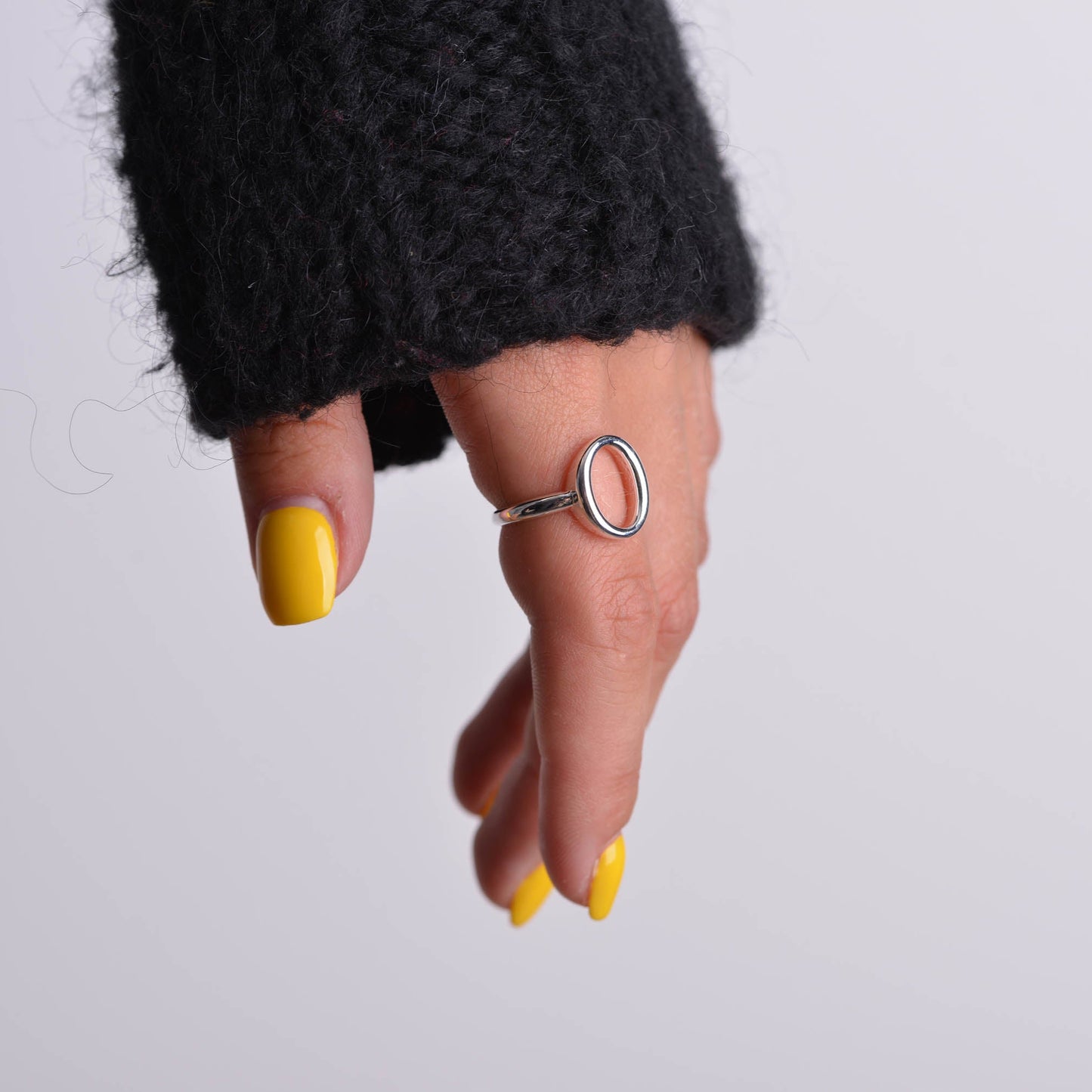 Half Oval Silver Ring