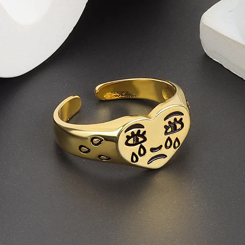 Sad Crying Face ring
