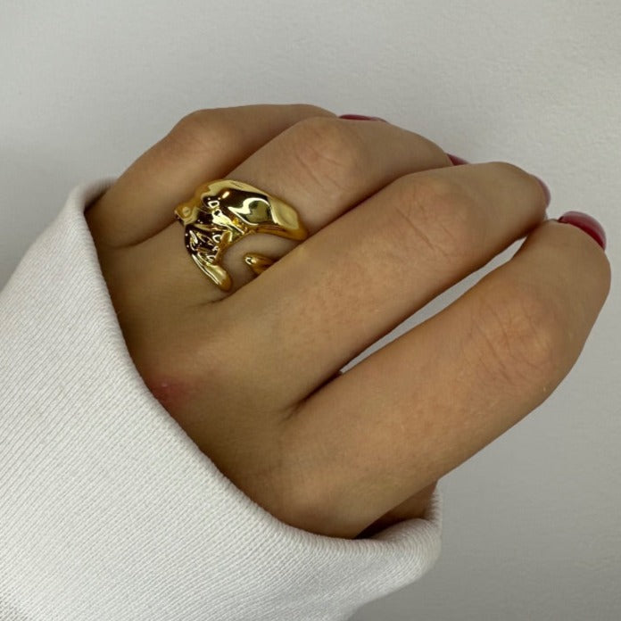 Gold Geometric Adjustable Ring for Women