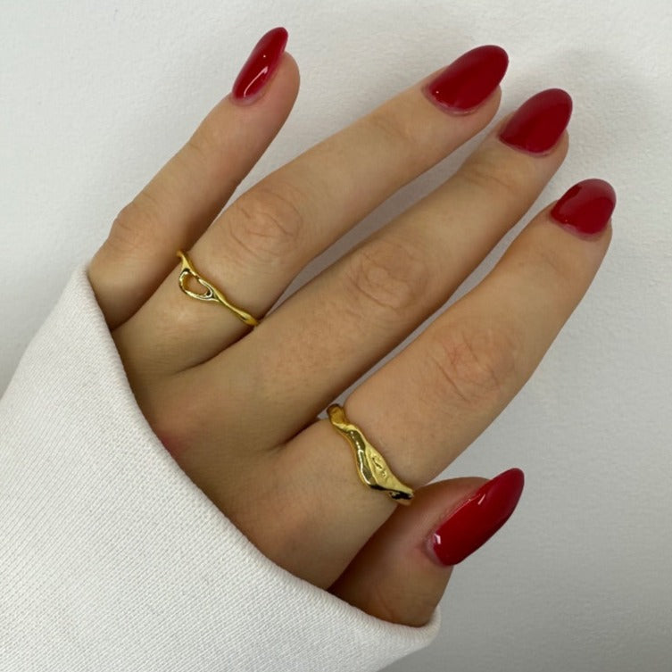 Gold Thin Ring Set for Women - adjustable size