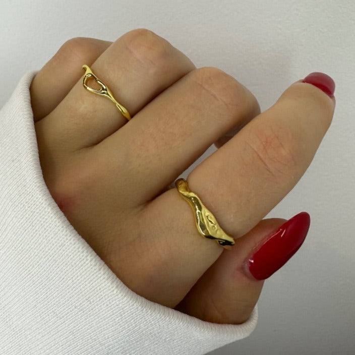 Gold Thin Ring Set for Women - adjustable size