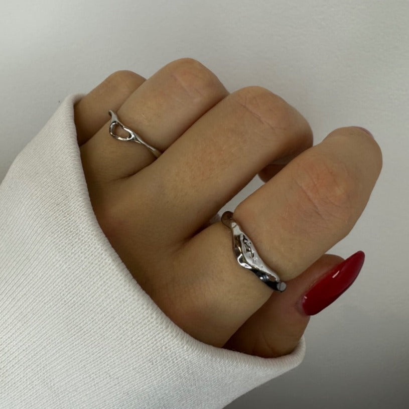Silver Thin Ring set for Women - adjustable size