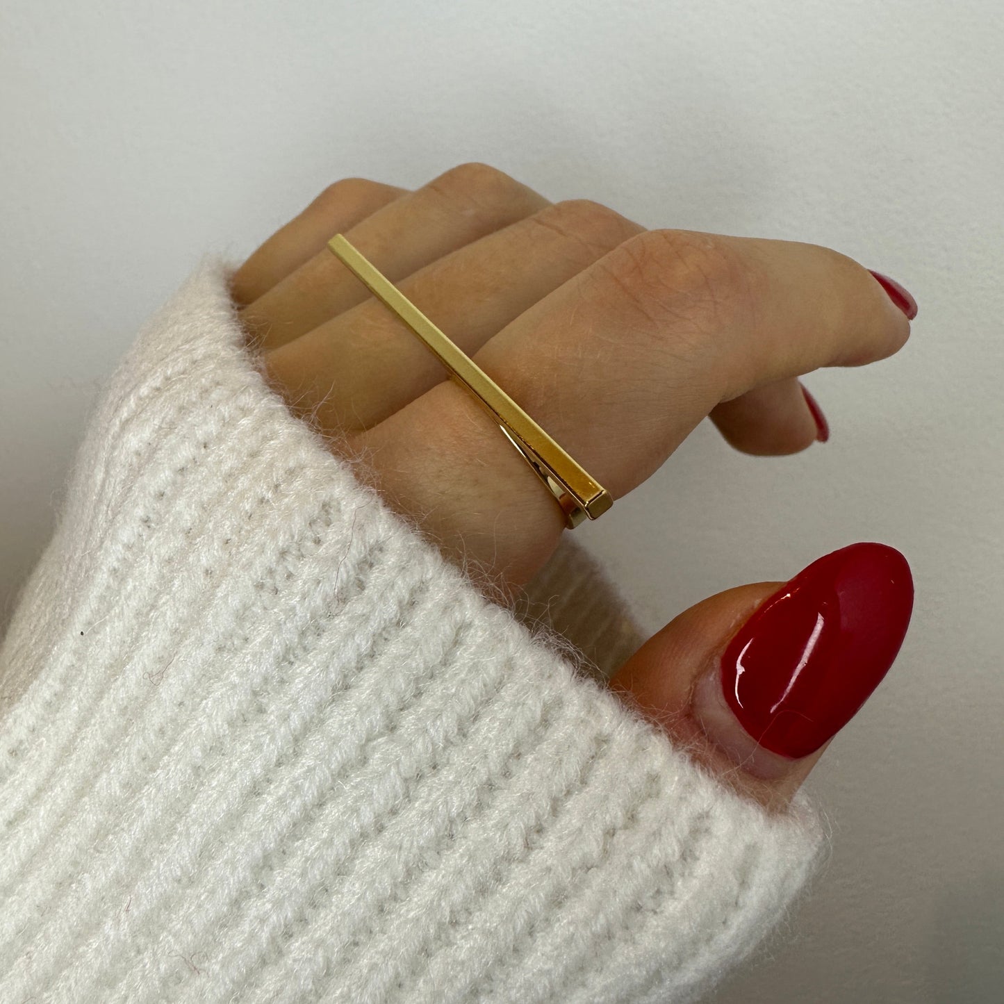 Two Finger Irregular Design Gold Ring