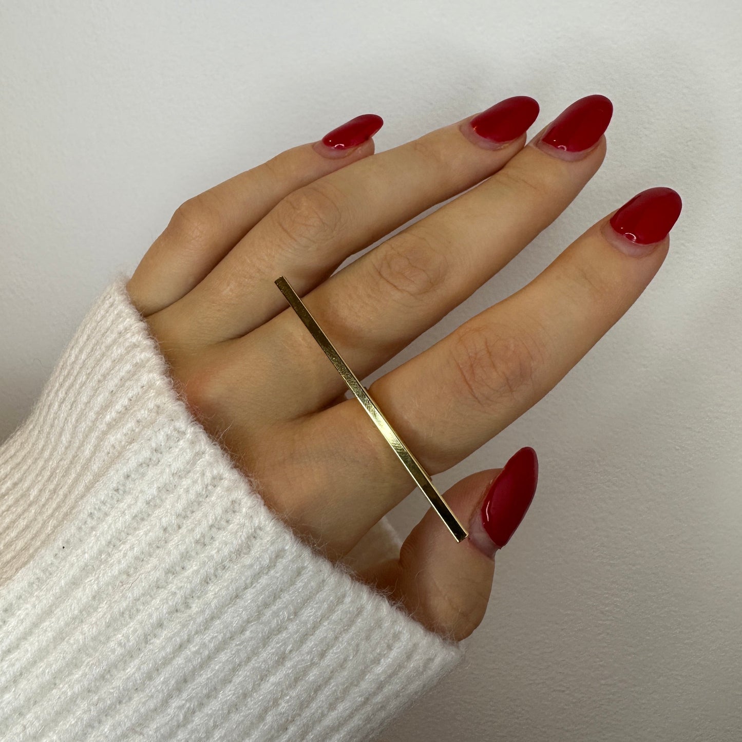 Two Finger Irregular Design Gold Ring