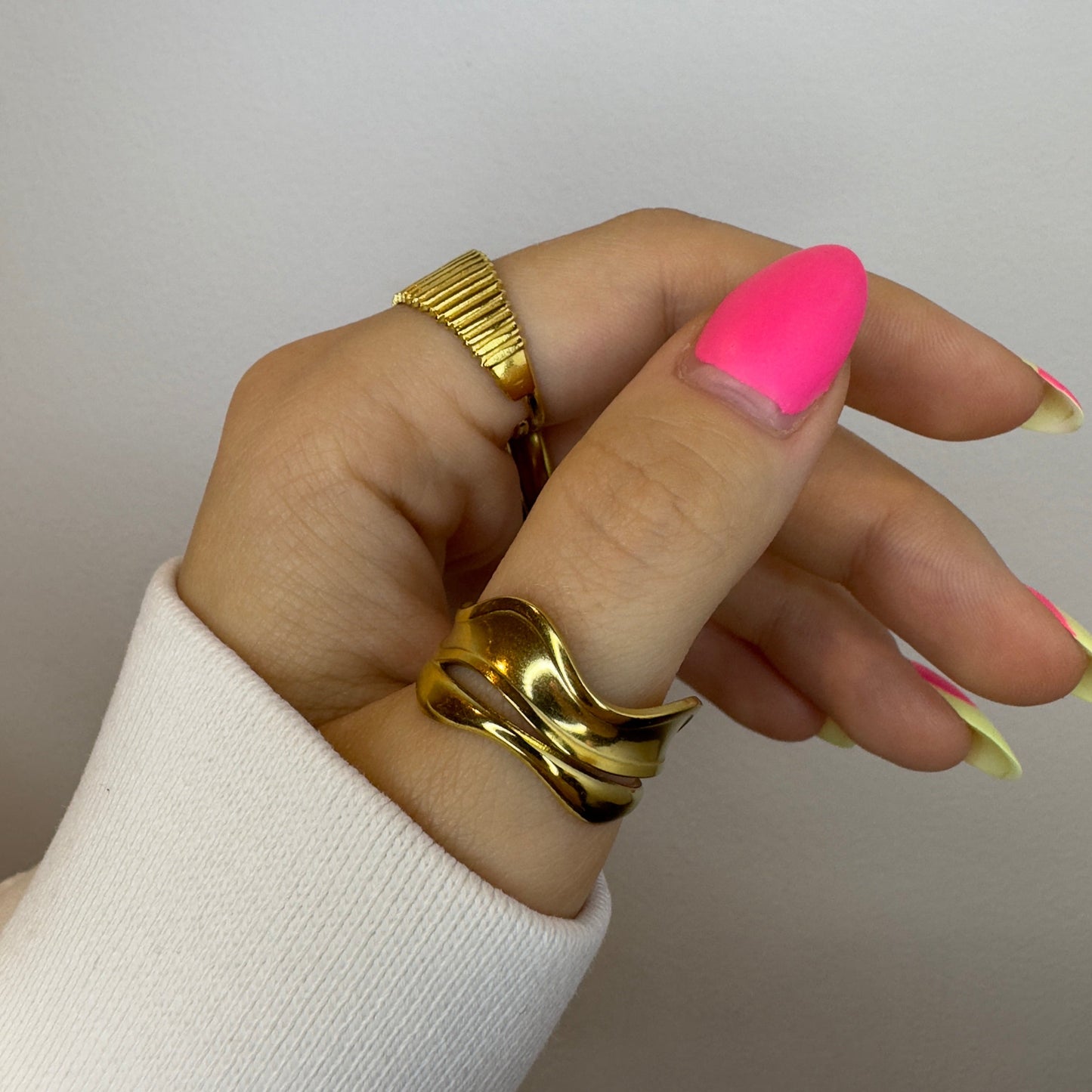 Gold plated Snake chunky ring set