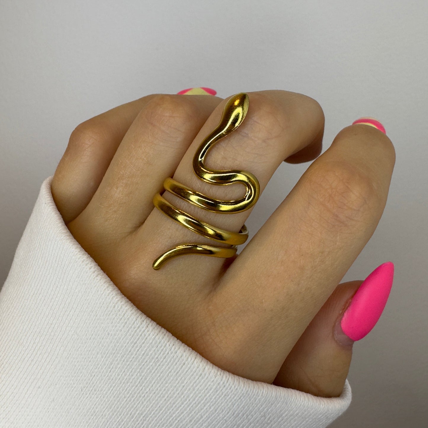Gold plated Snake chunky ring set