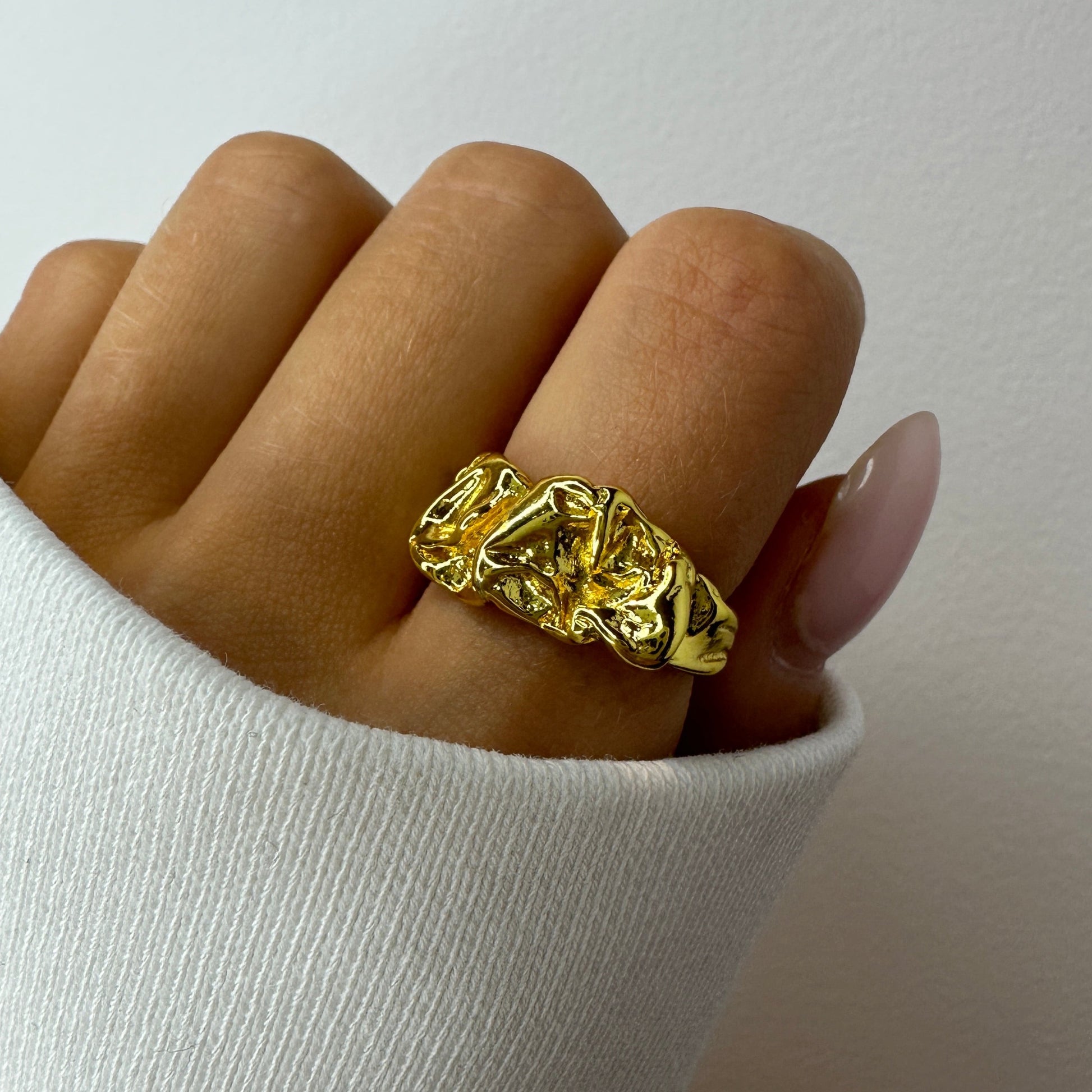 Silver and gold Liquid Metal Motel Rings