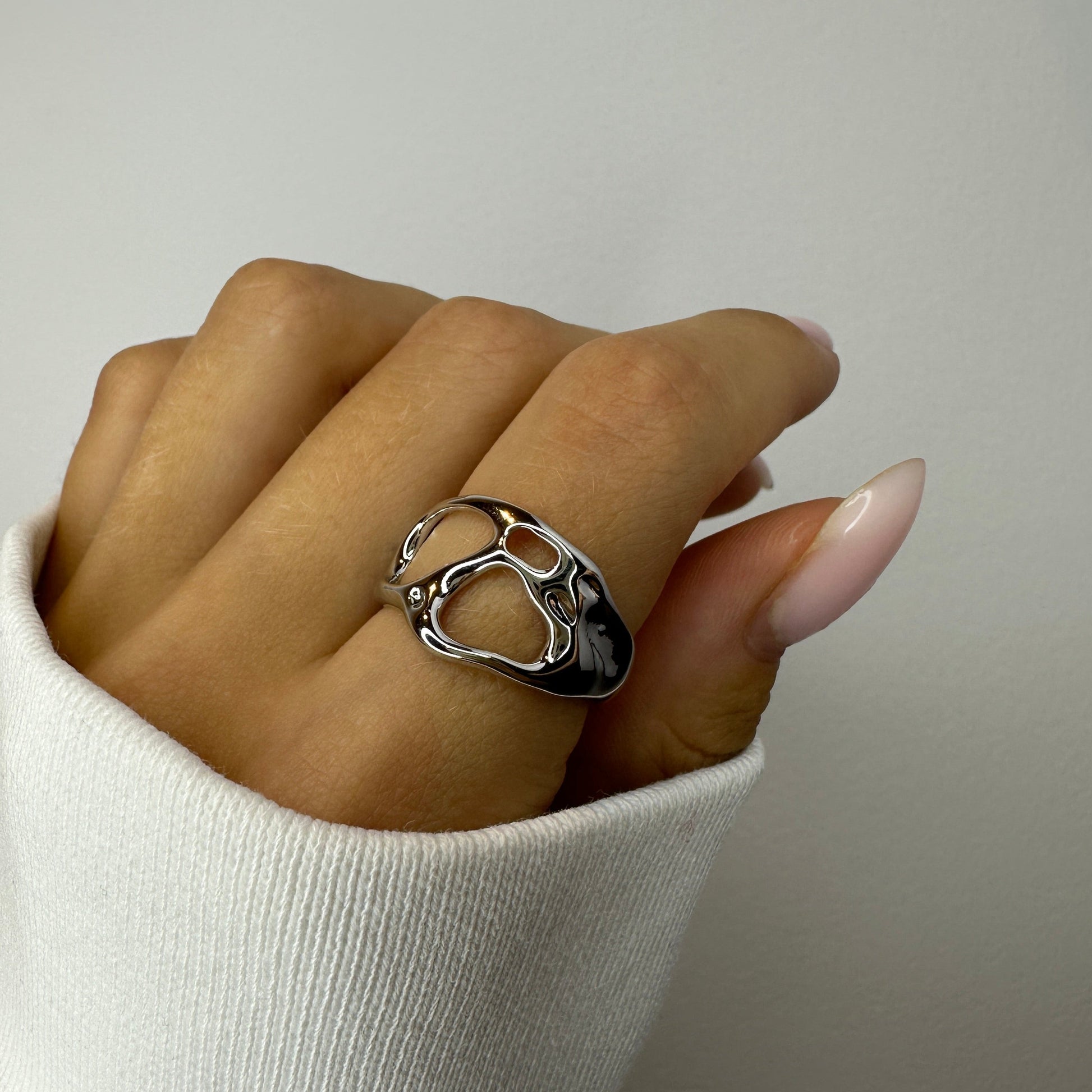 Silver and 18k Gold Geometric Rings