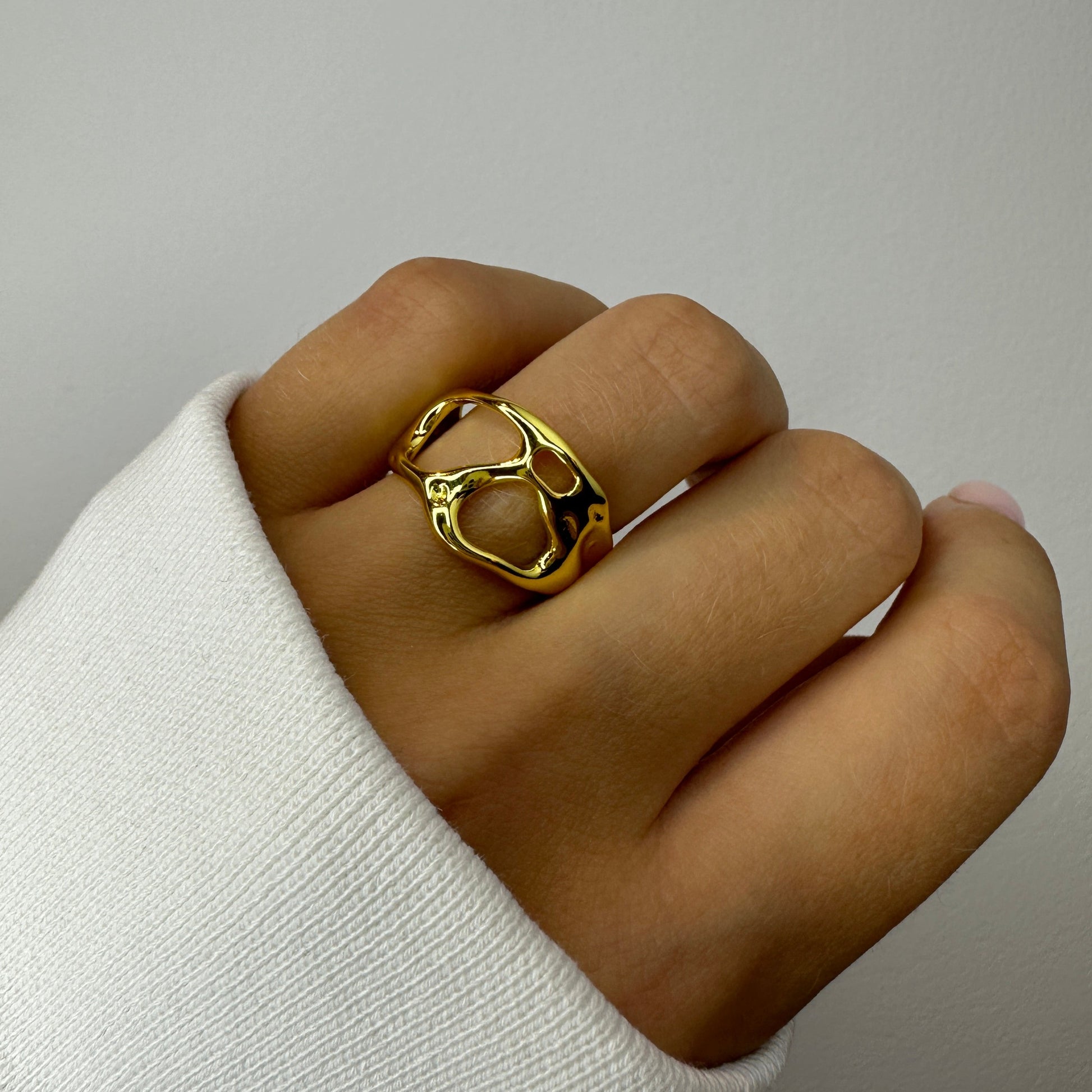 Silver and 18k Gold Geometric Rings