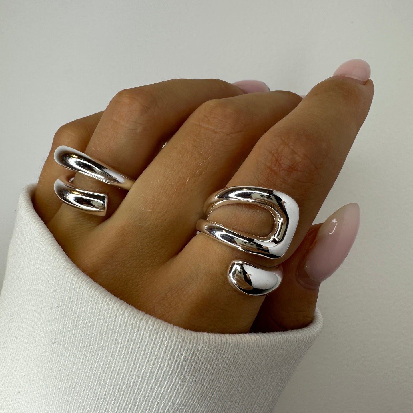 Geometric Irregular Silver Rings