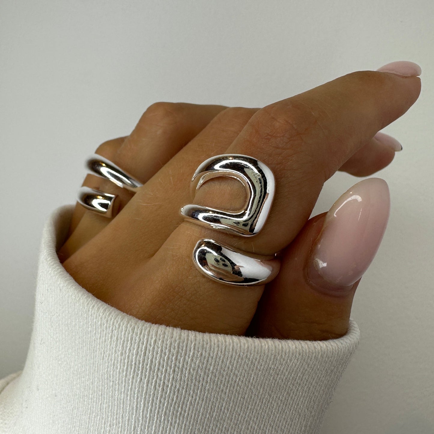 Geometric Irregular Silver Rings