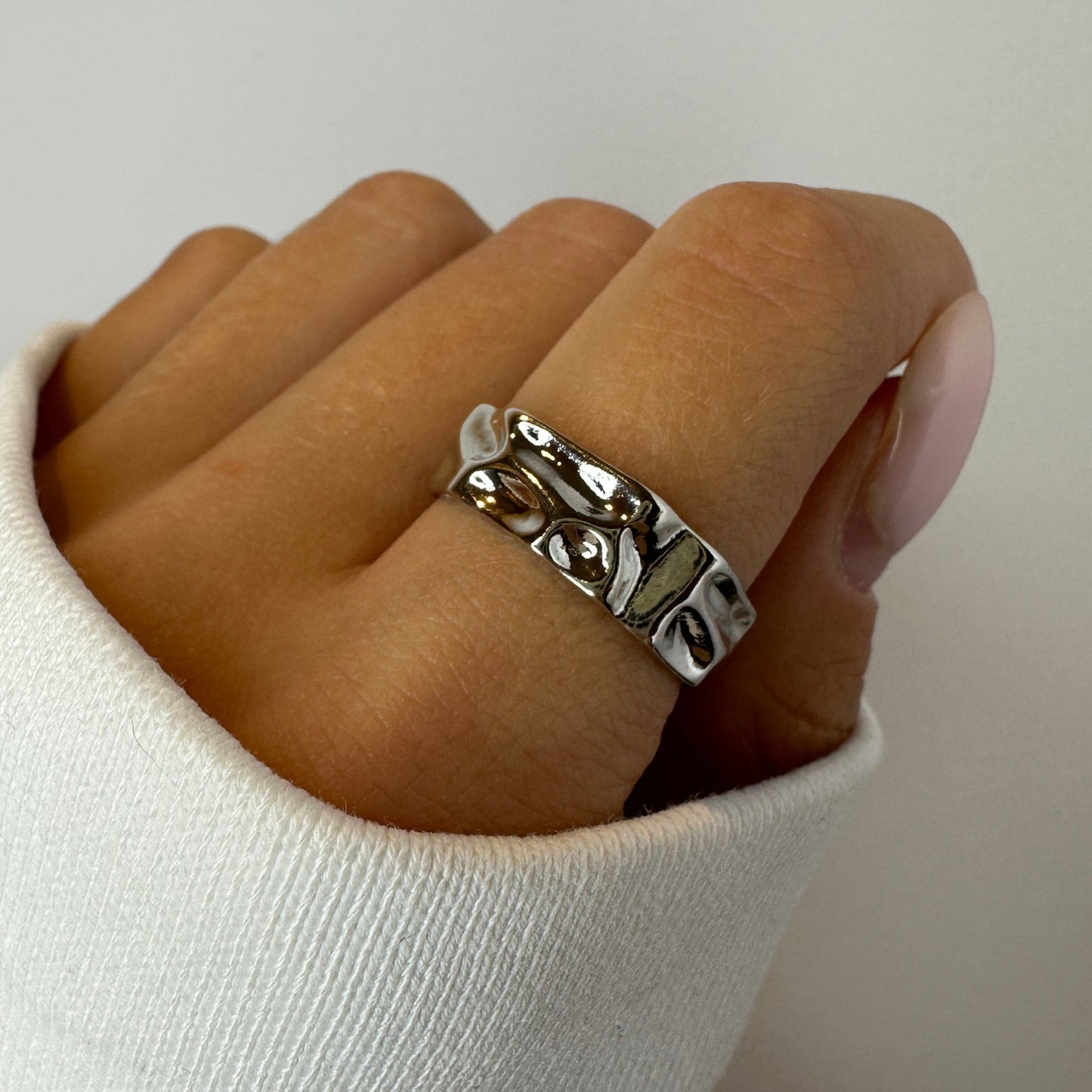 Silver Chunky Textured Ring