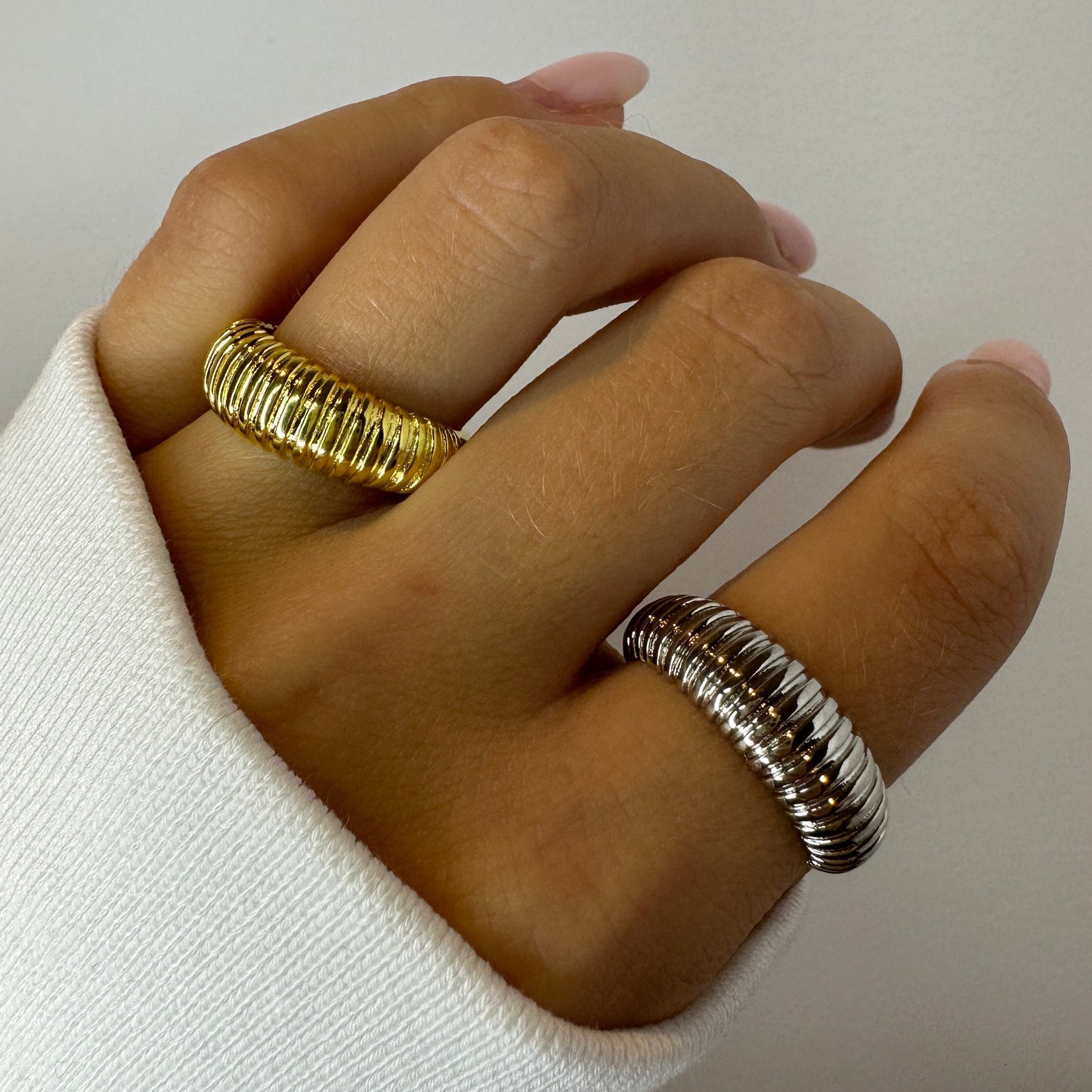Silver and Gold Chunky Dainty Ring