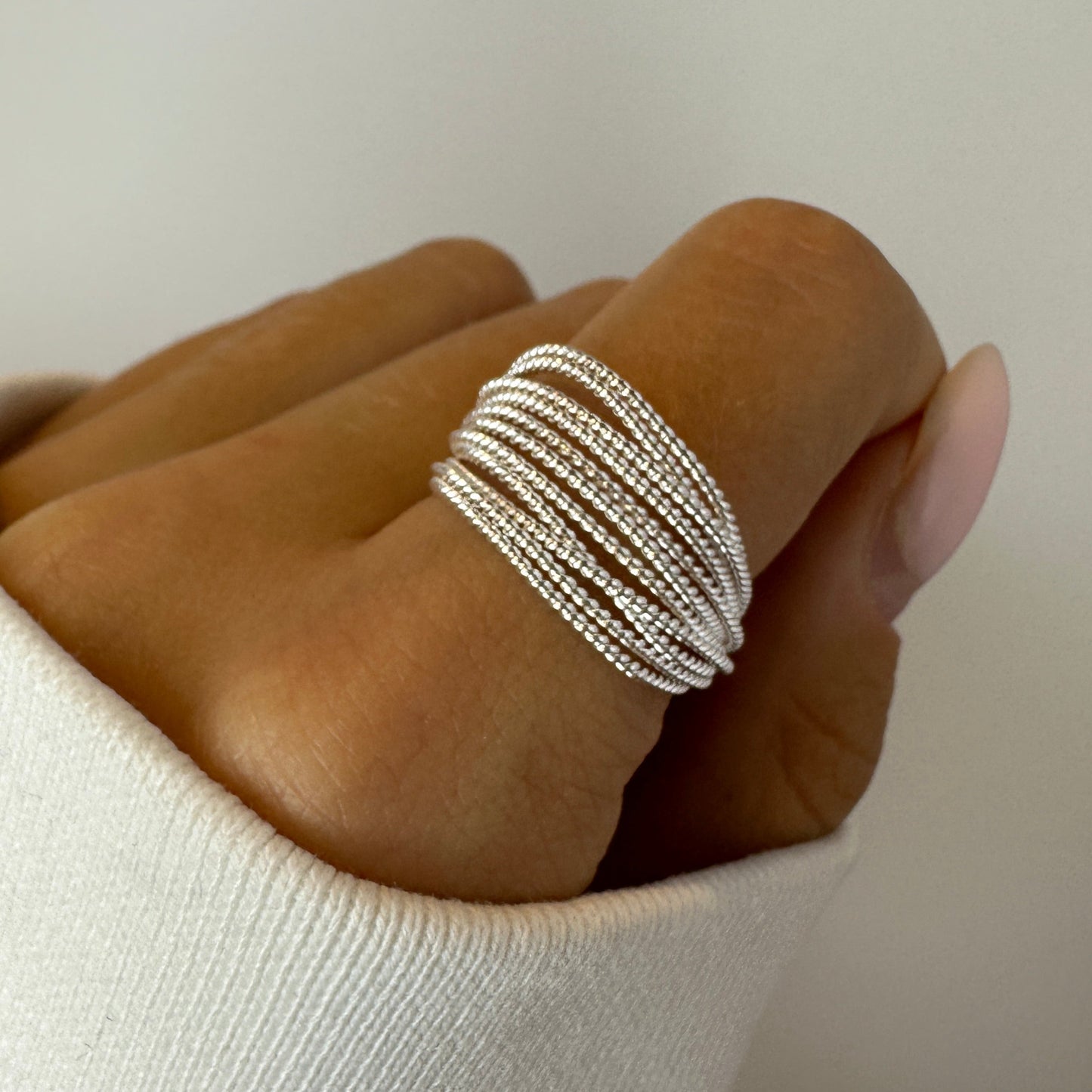 Chain Chunky Ring Silver Set