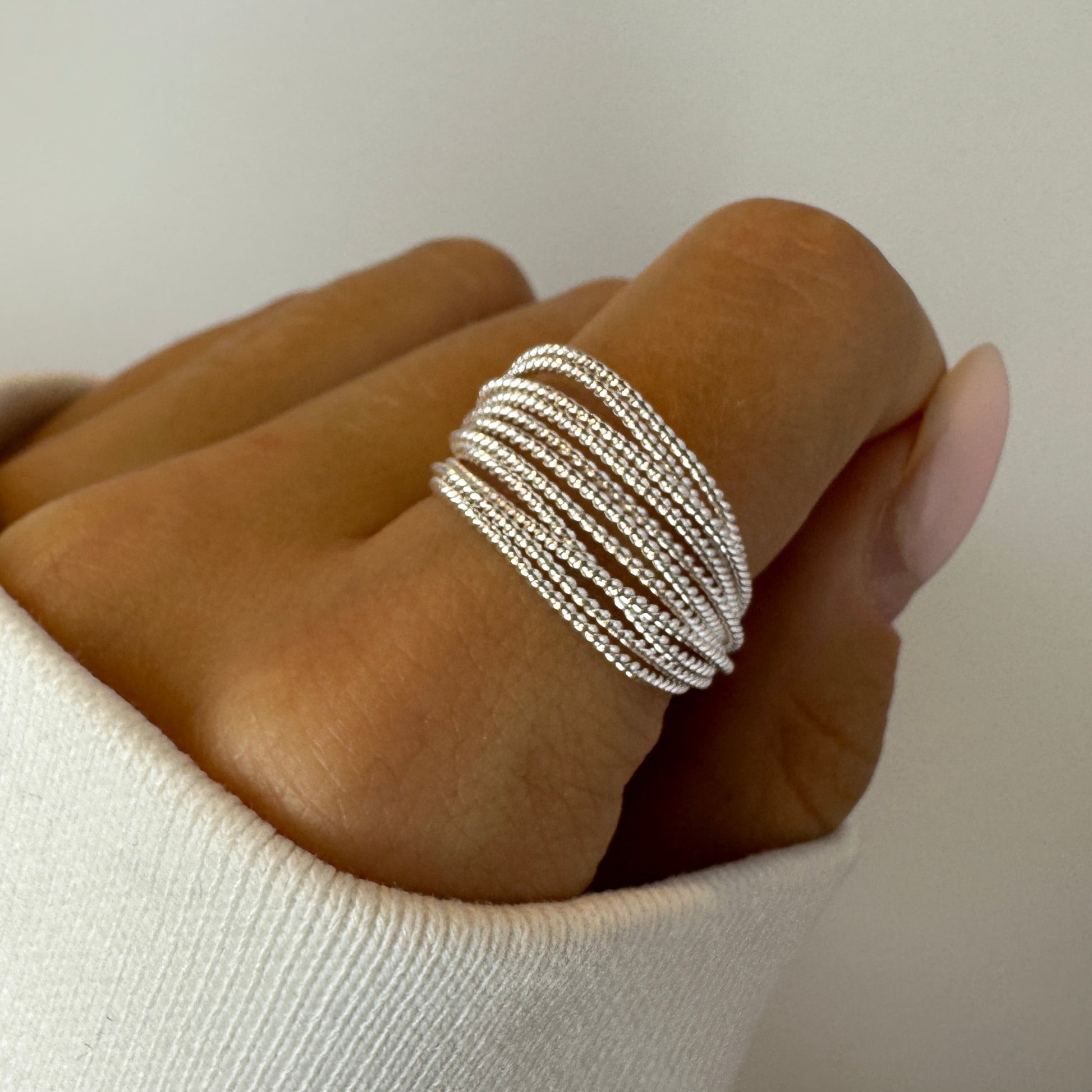 Chain Chunky Ring Silver Set