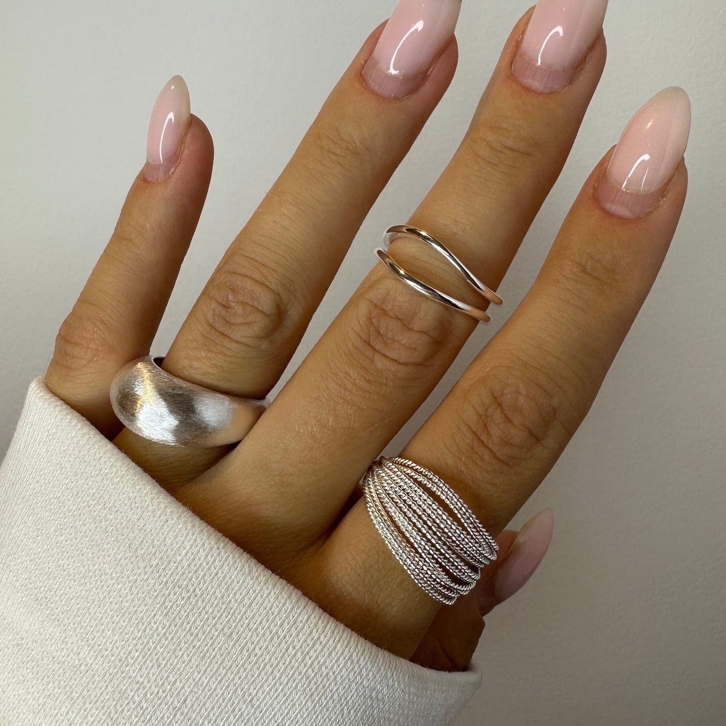 Chain Chunky Ring Silver Set