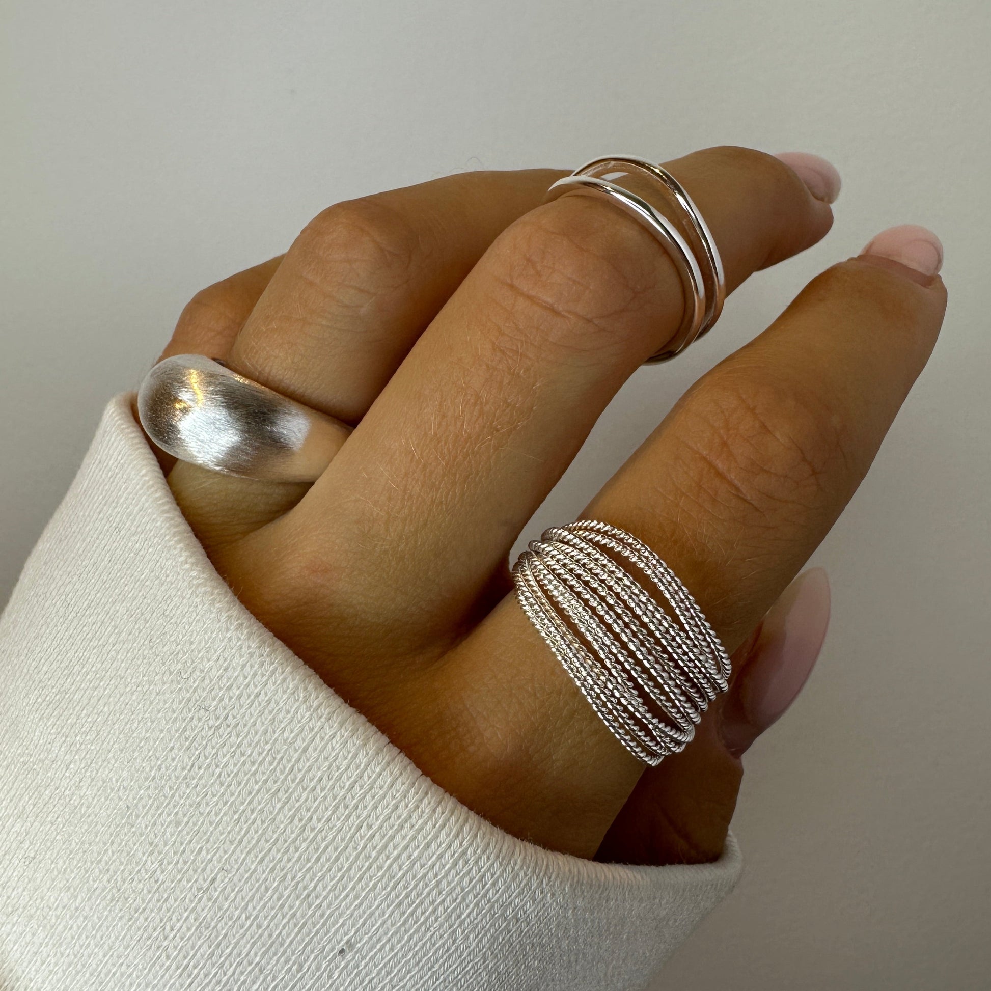 Chain Chunky Ring Silver Set