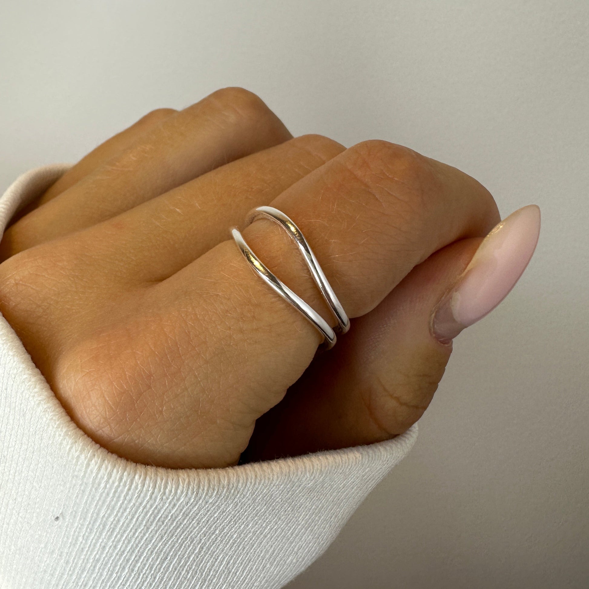 Chain Chunky Ring Silver Set