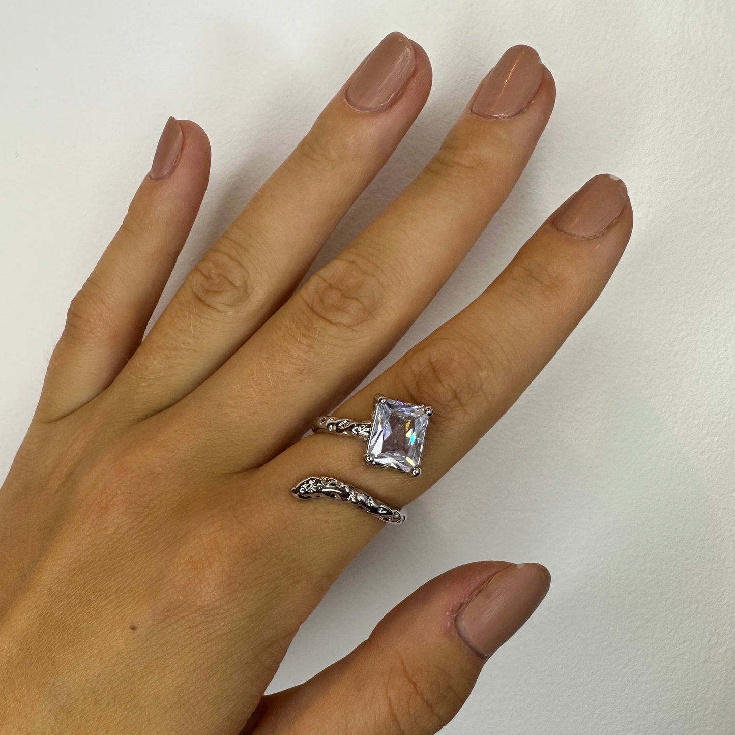 Zirconia Silver Twisted Snake Rings