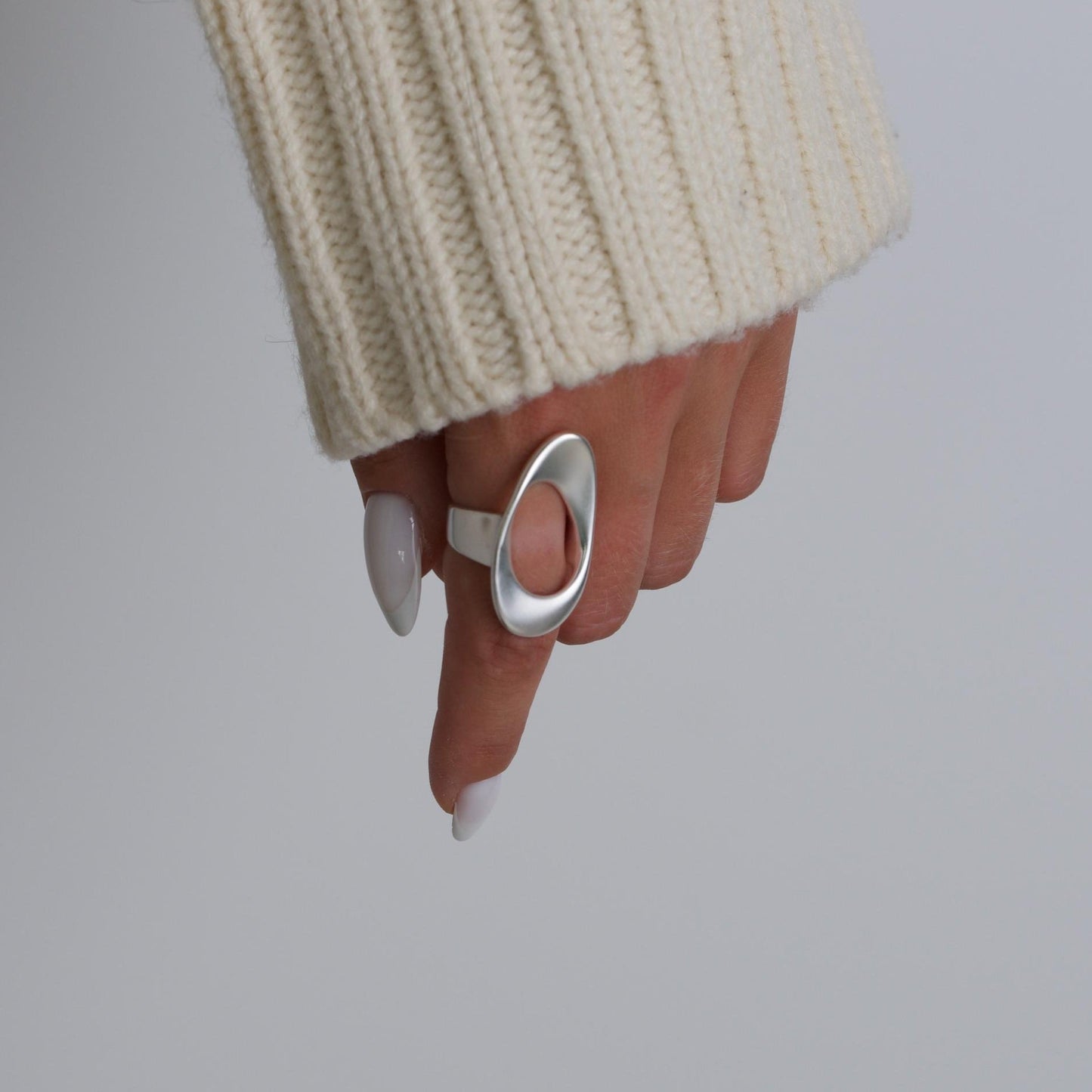Modern Oval Silver Ring