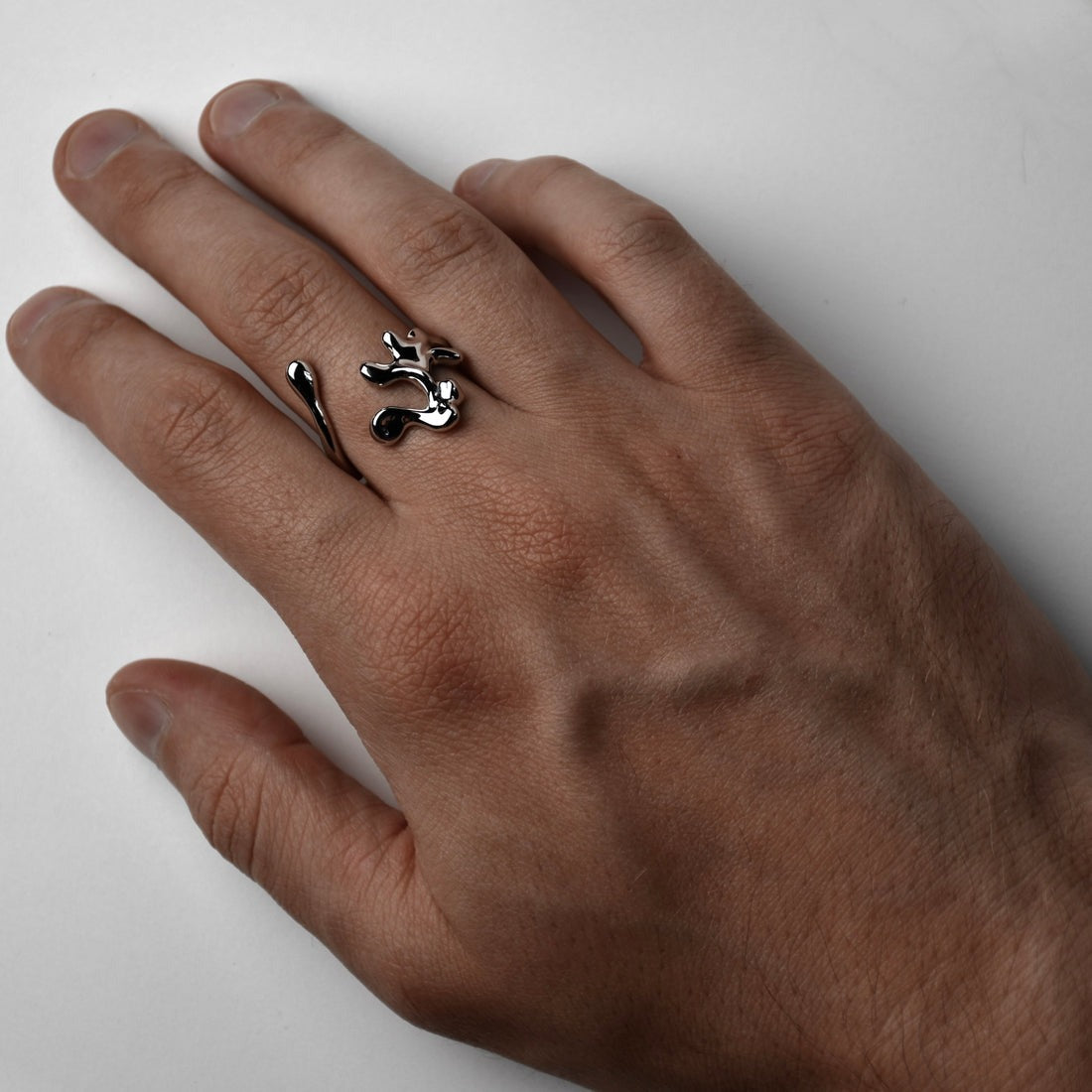 Irregular Liquid Metal Silver Rings