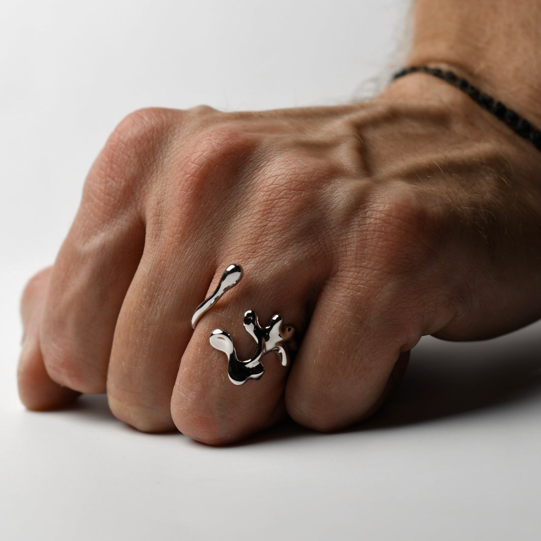 Irregular Liquid Metal Silver Rings