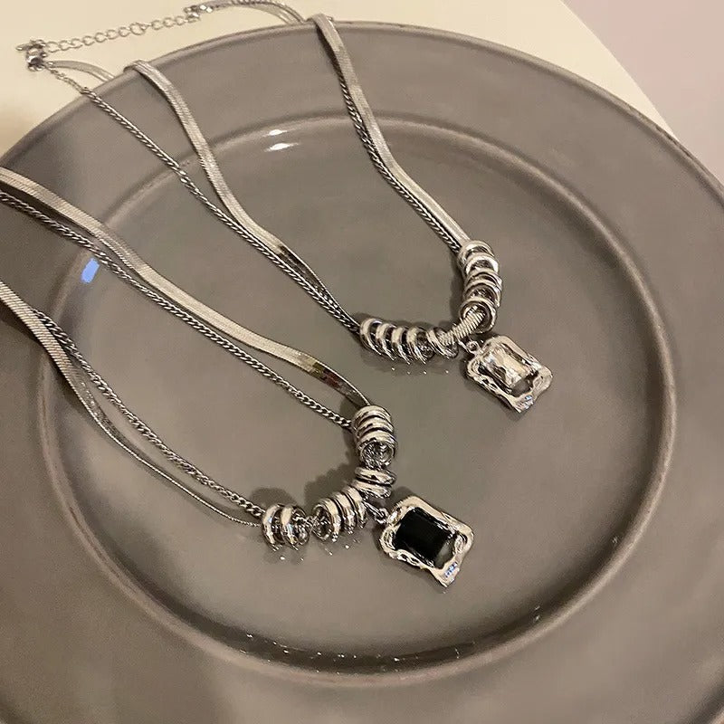 Onyx Gemstone Silver Necklace