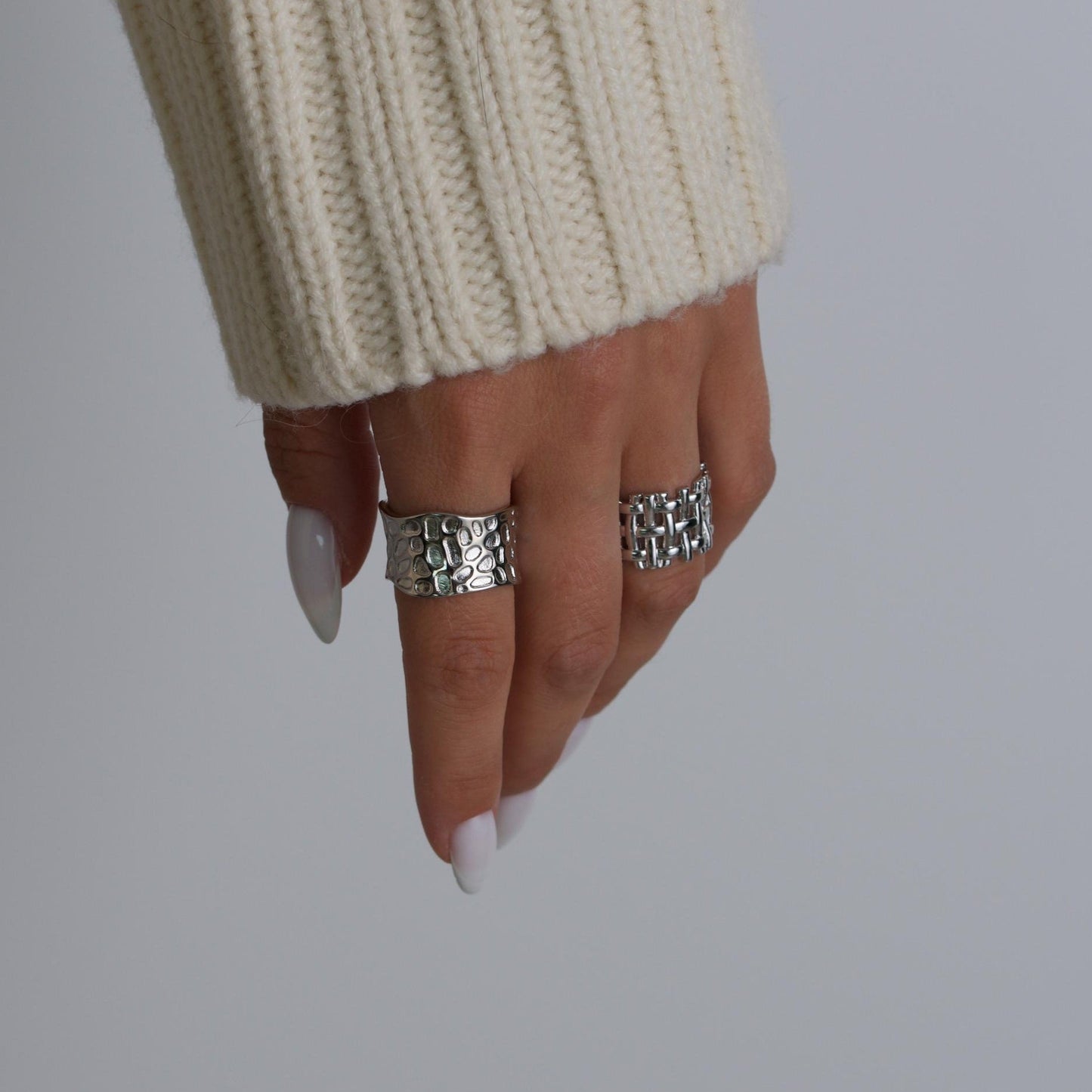 Silver Textured Hammered Rings