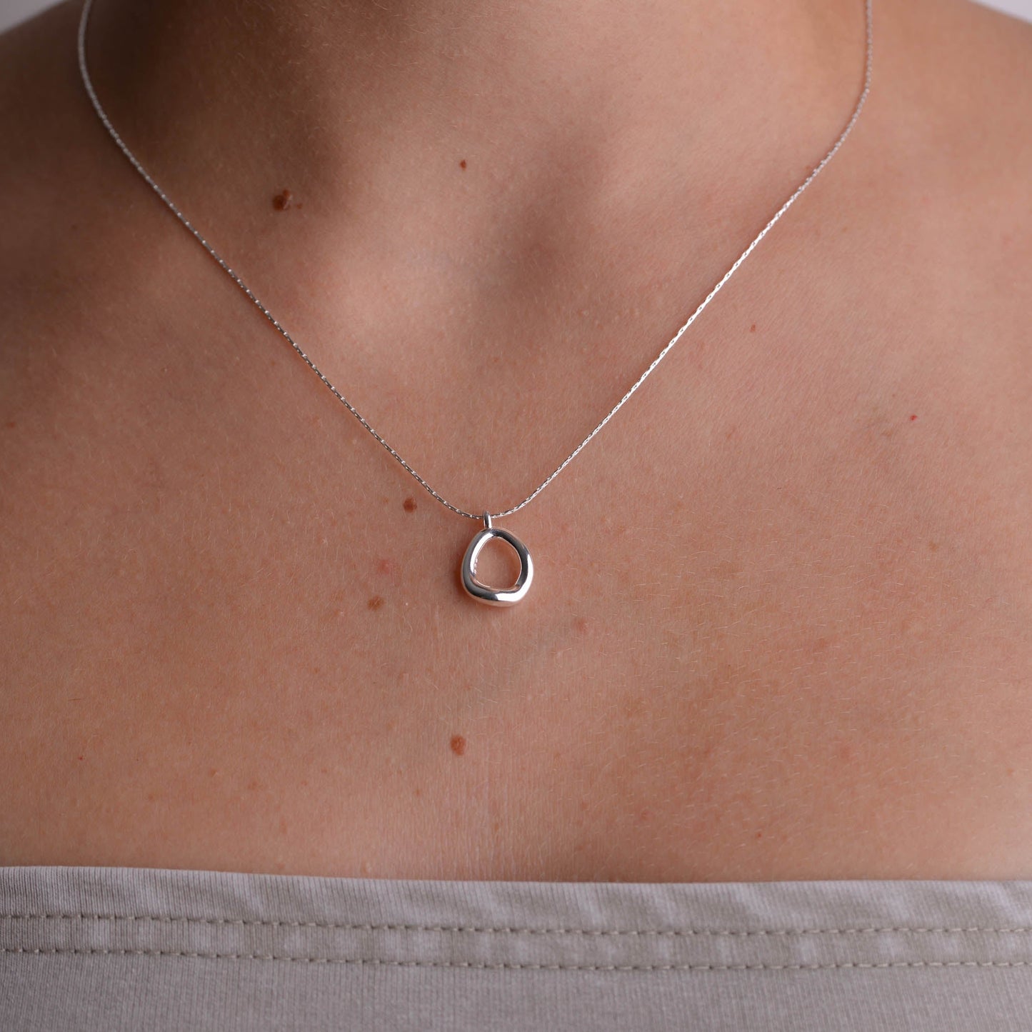 Solid Silver Oval Necklace
