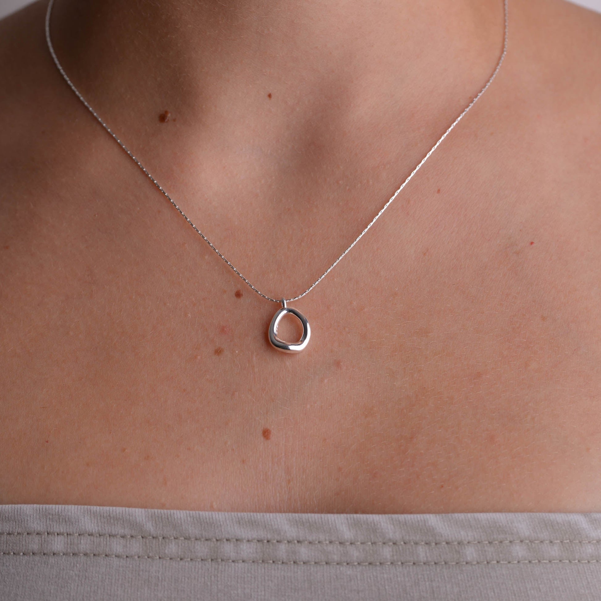 Solid Silver Oval Necklace