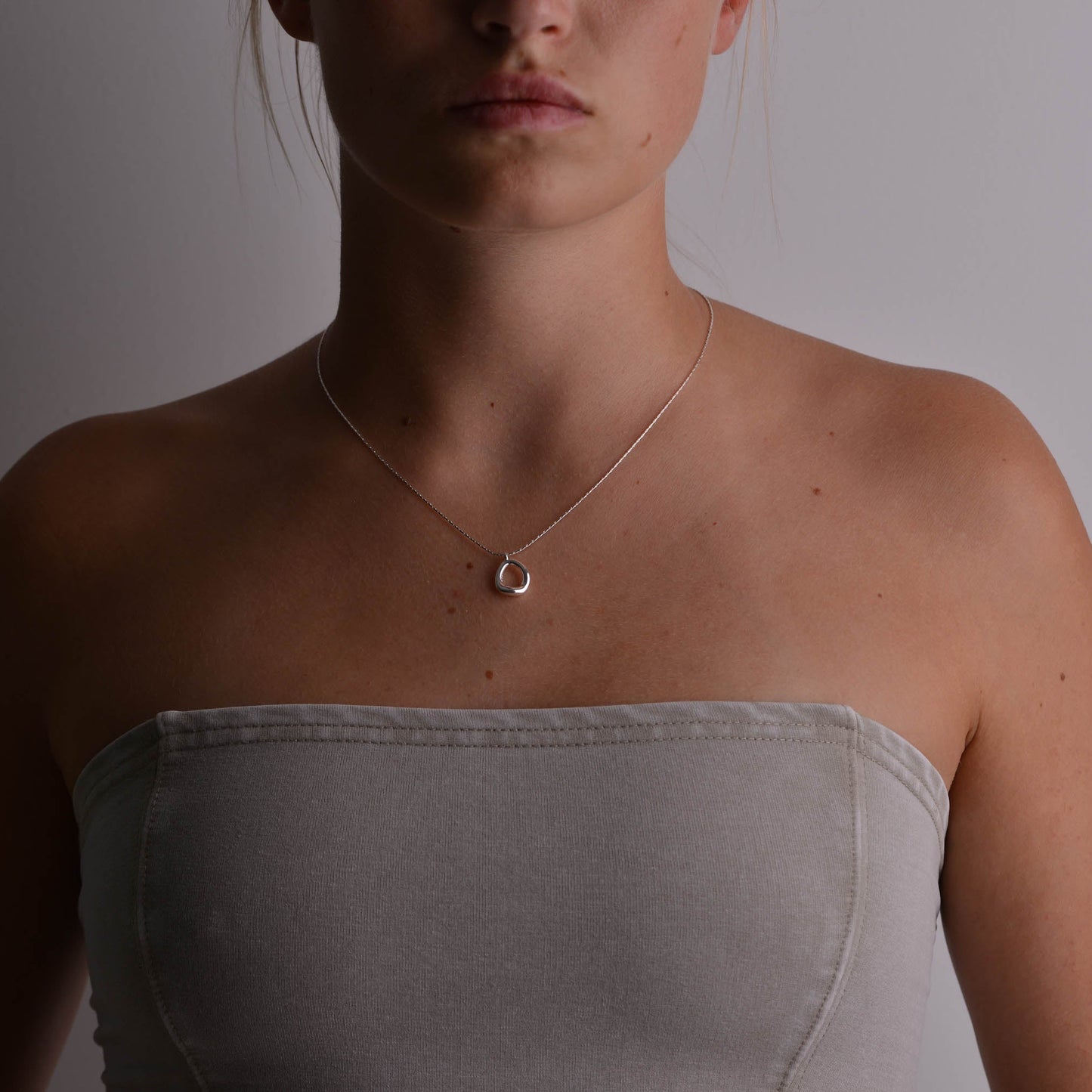 Solid Silver Oval Necklace
