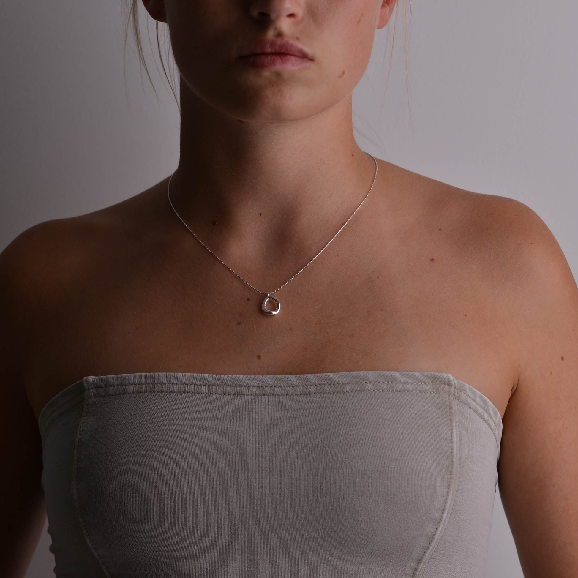 Solid Silver Oval Necklace