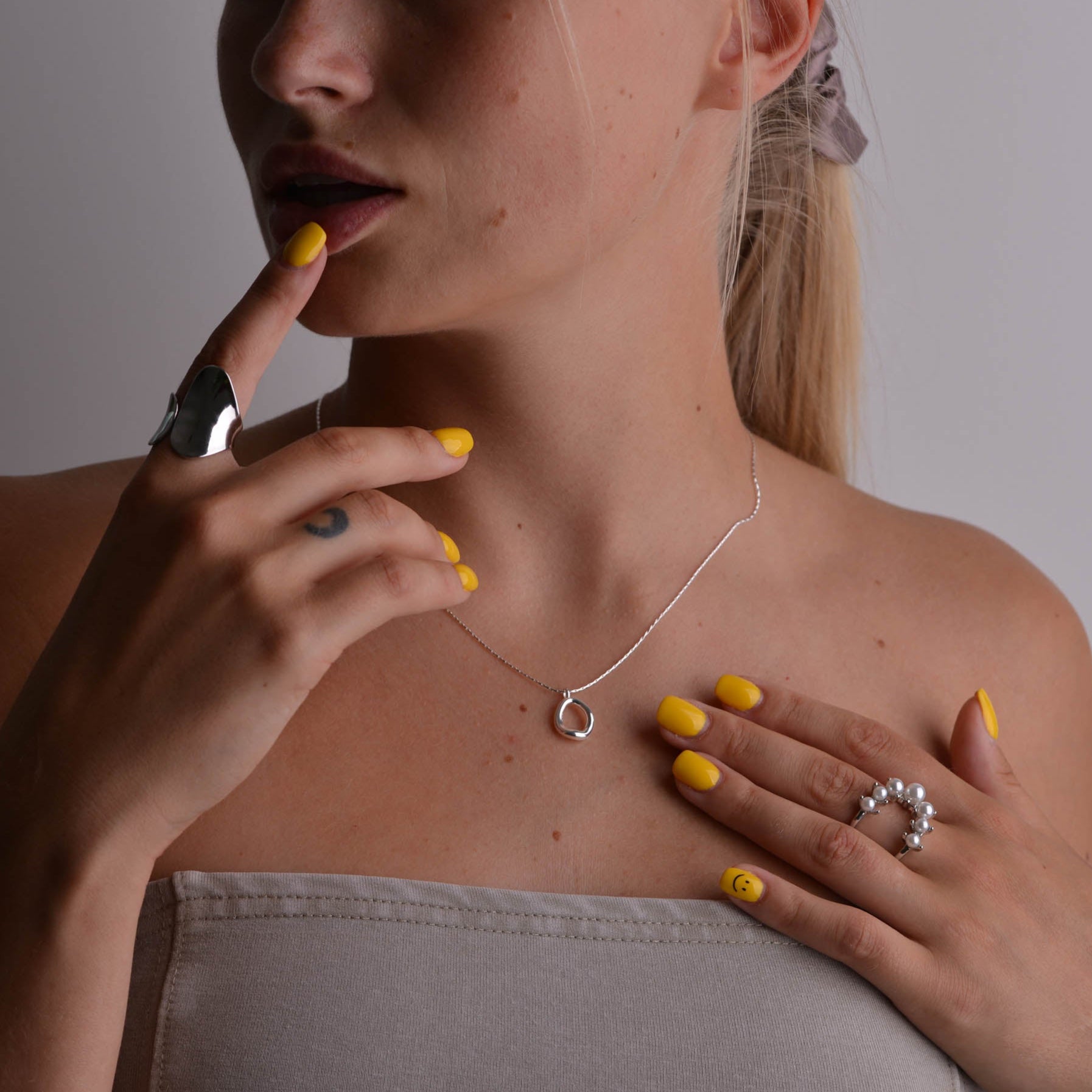 Solid Silver Oval Necklace
