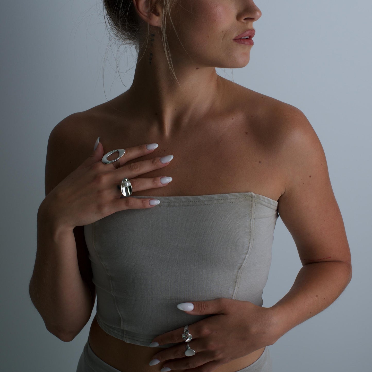Sterling Silver Orbit Pearl Adjustable Ring