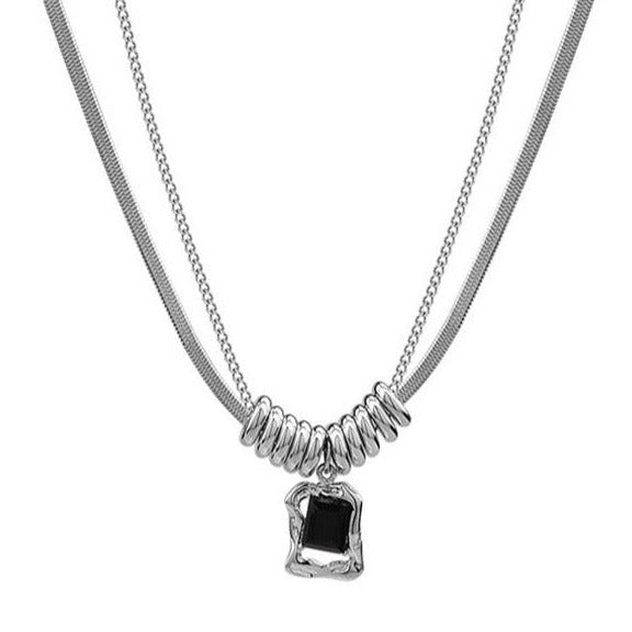 Onyx Gemstone Silver Necklace