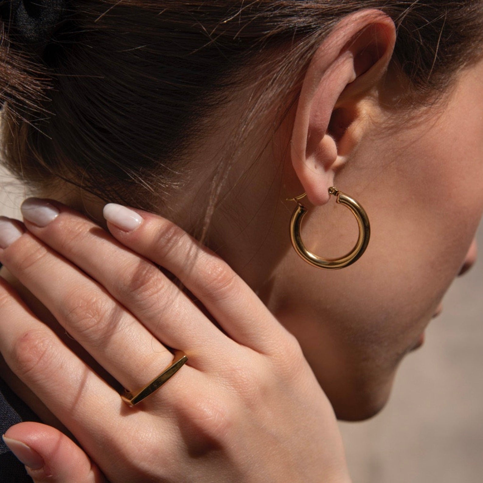 Gold Oval Earrings