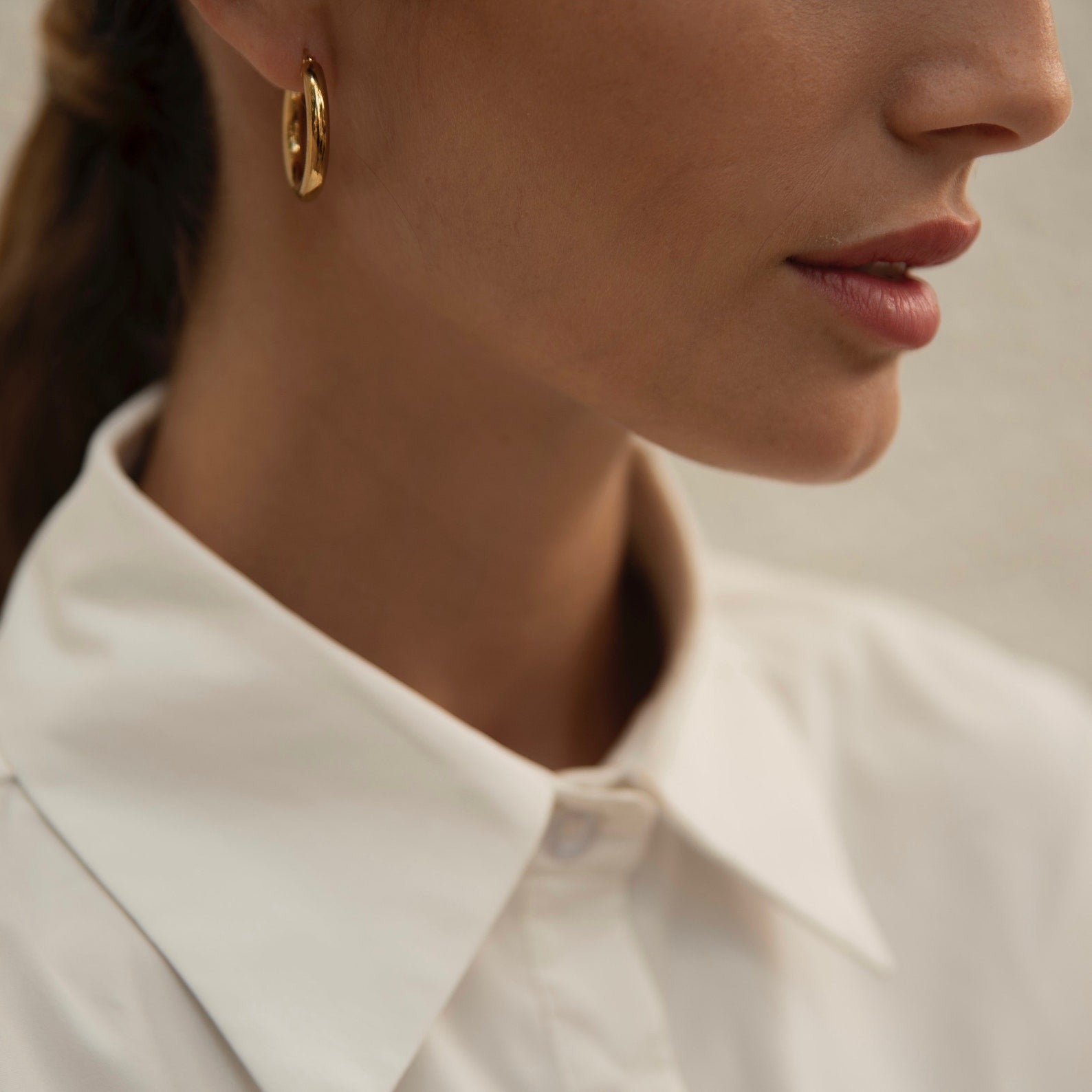 Gold Oval Earrings