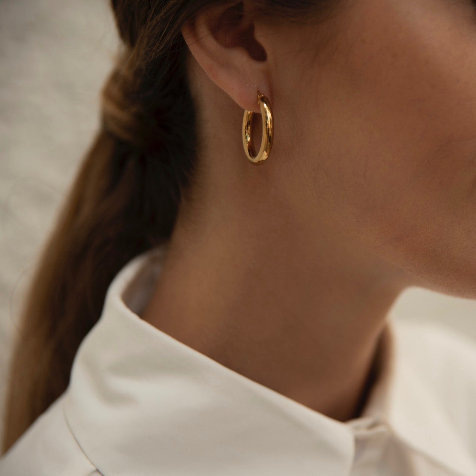 Gold Oval Earrings