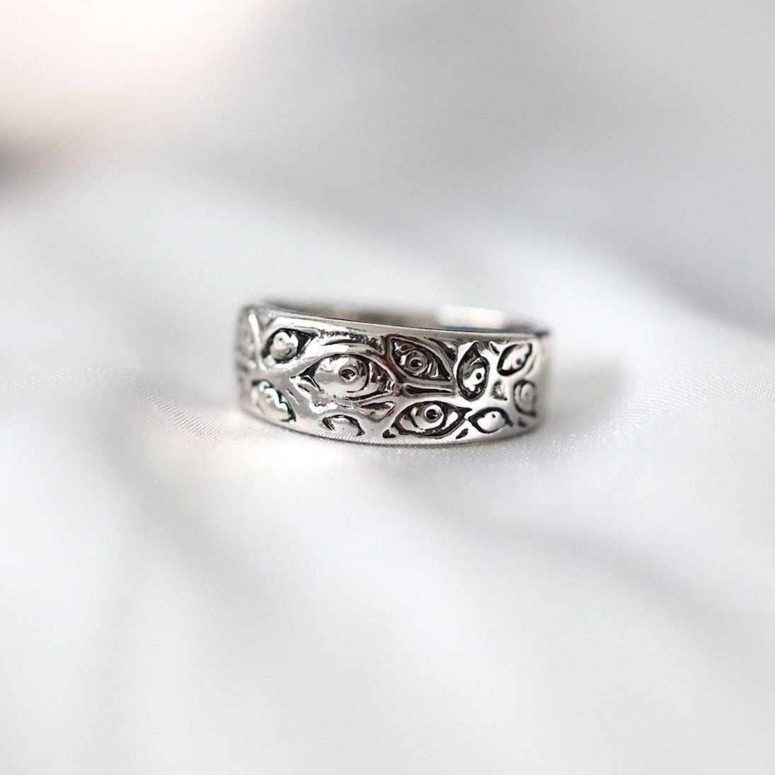 Infinity Eye Chunky Silver Ring for Men and Women Unisex Rings